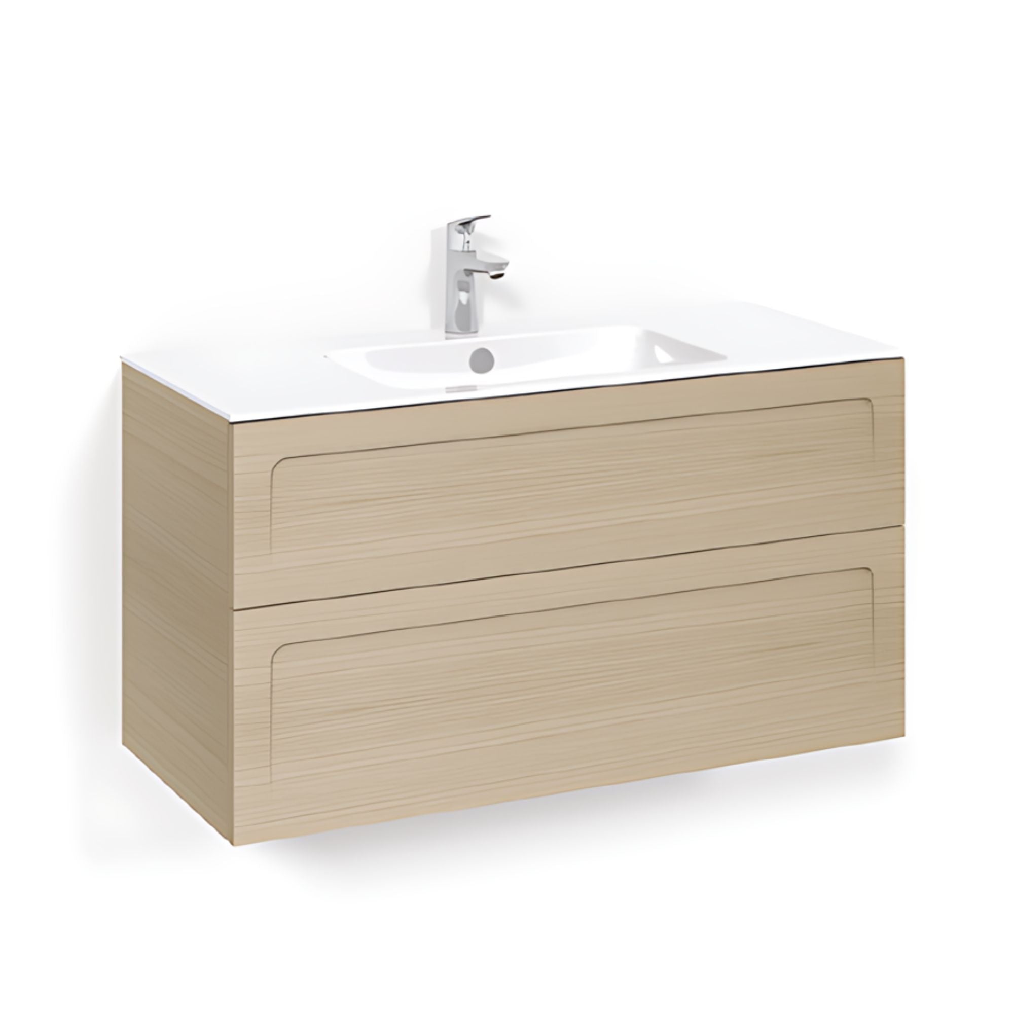 Macro Design CROWN Shape Servantskap 2 skuff - med LIGHT servant Eik / 100cm / Light 8 Macro Design Møbelpakke bad BUN-FSK100ESL8