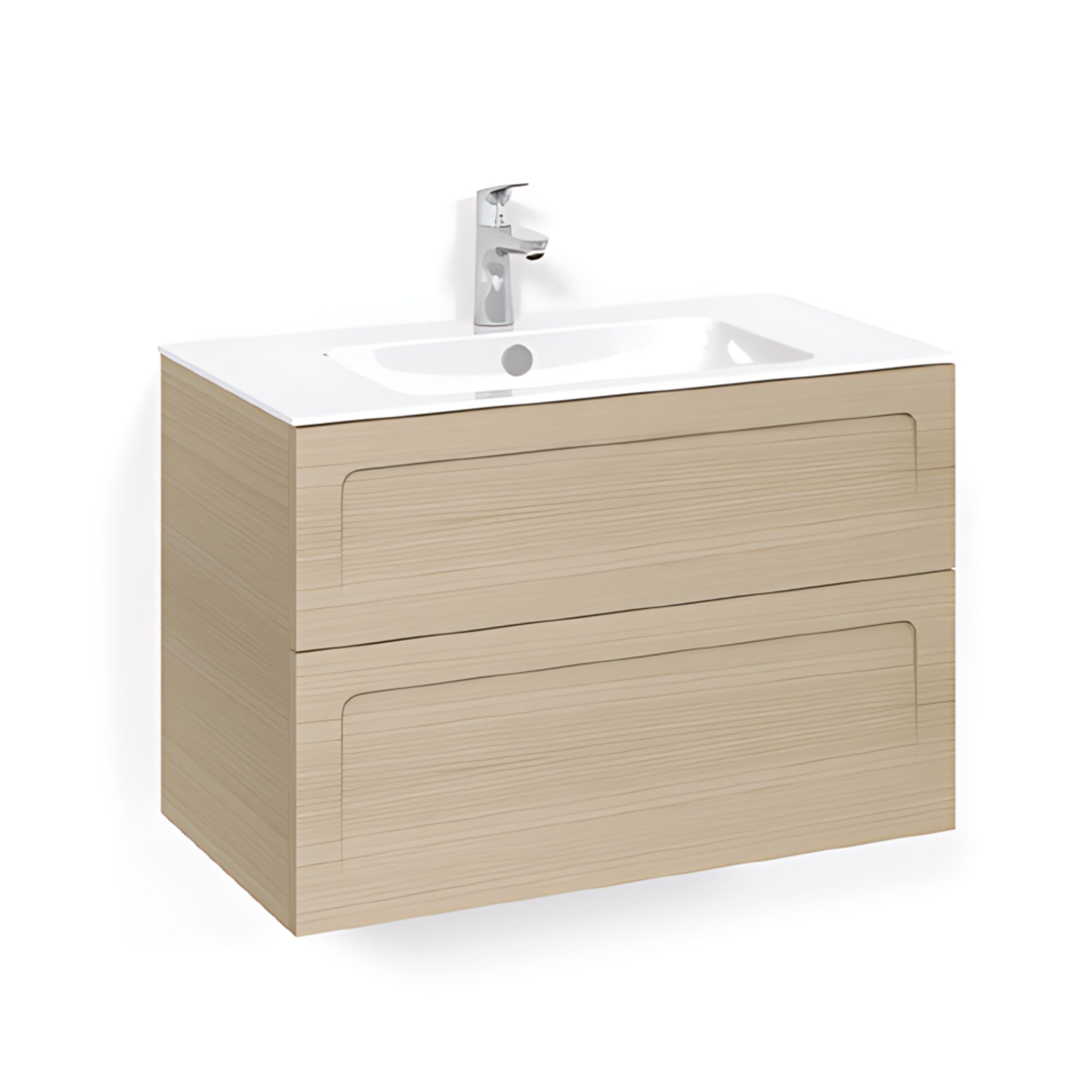 Macro Design CROWN Shape Servantskap 2 skuff - med LIGHT servant Eik / 80cm / Light 8 Macro Design Møbelpakke bad BUN-FSK80ESL8