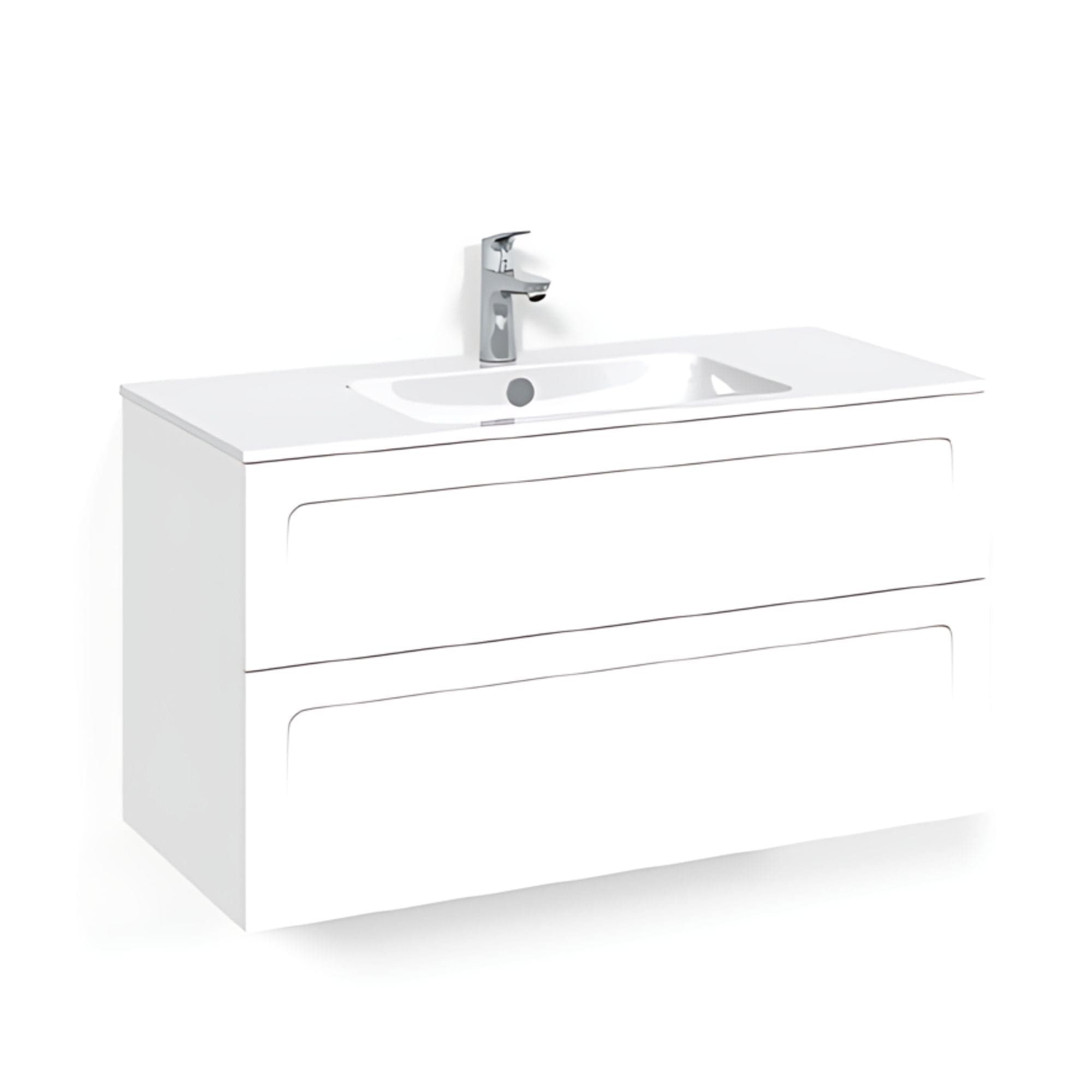 Macro Design CROWN Shape Servantskap 2 skuff - med LIGHT servant Hvit / 100cm / Light 14 Macro Design Møbelpakke bad BUN-FSK100VSL14