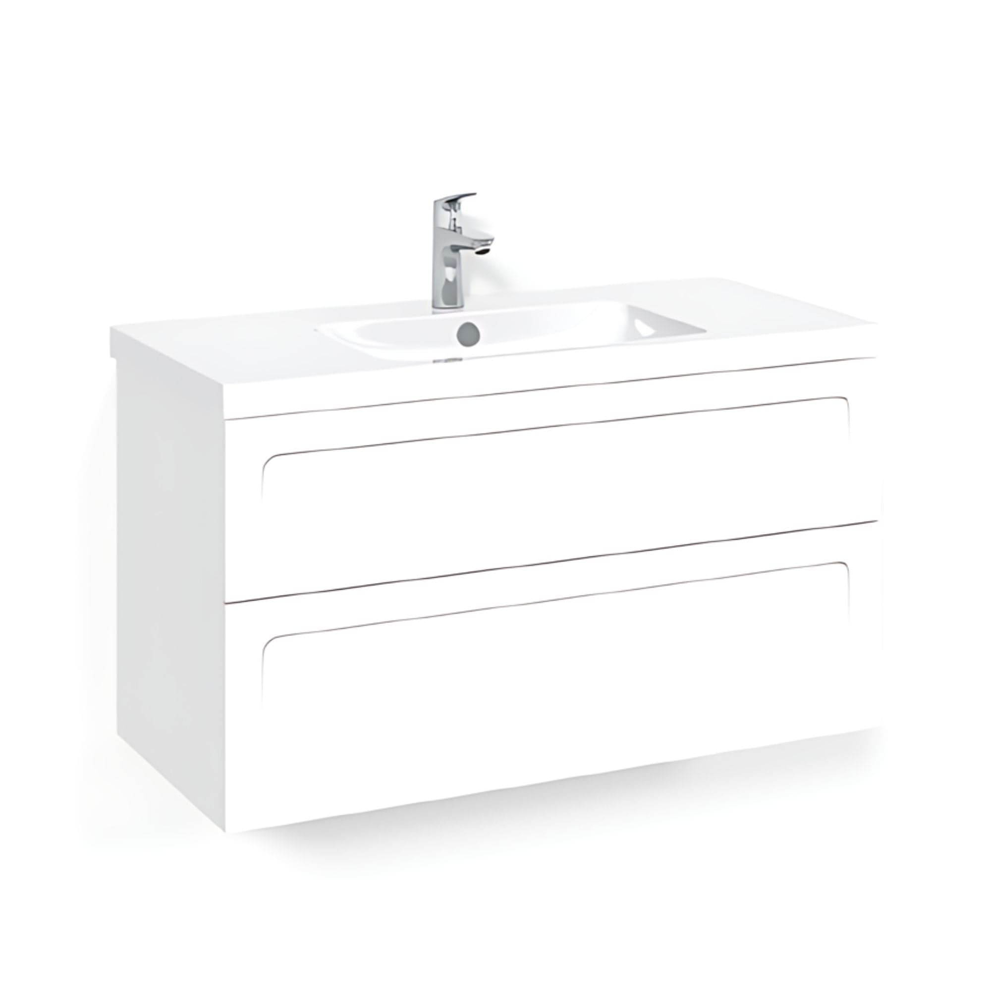 Macro Design CROWN Shape Servantskap 2 skuff - med LIGHT servant Hvit / 100cm / Light 45 Macro Design Møbelpakke bad BUN-FSK100VSL45