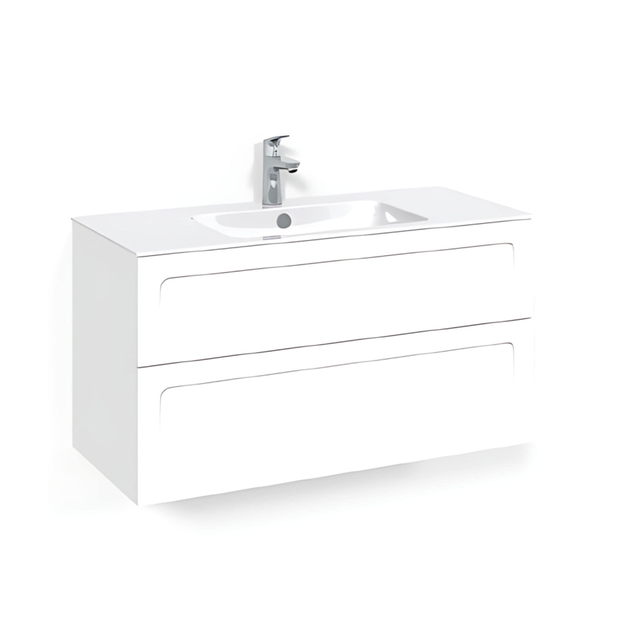 Macro Design CROWN Shape Servantskap 2 skuff - med LIGHT servant Hvit / 100cm / Light 8 Macro Design Møbelpakke bad BUN-FSK100VSL8