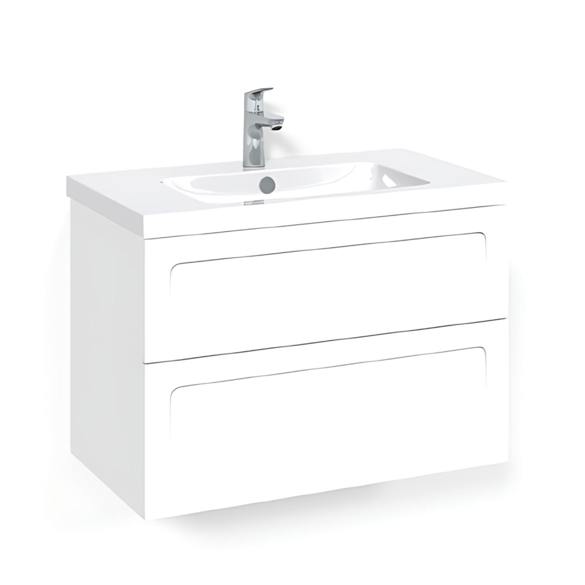 Macro Design CROWN Shape Servantskap 2 skuff - med LIGHT servant Hvit / 80cm / Light 45 Macro Design Møbelpakke bad BUN-FSK80VSL45