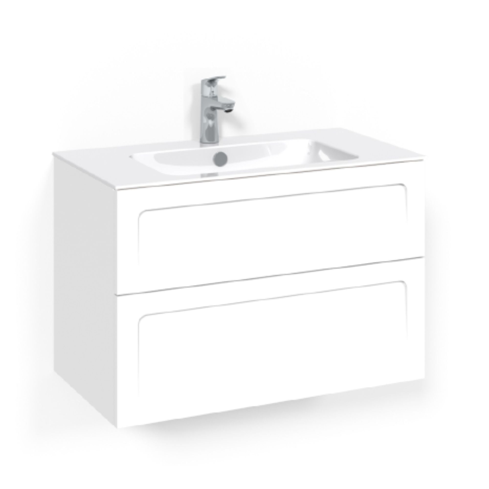 Macro Design CROWN Shape Servantskap 2 skuff - med LIGHT servant Hvit / 80cm / Light 8 Macro Design Møbelpakke bad BUN-FSK80VSL8