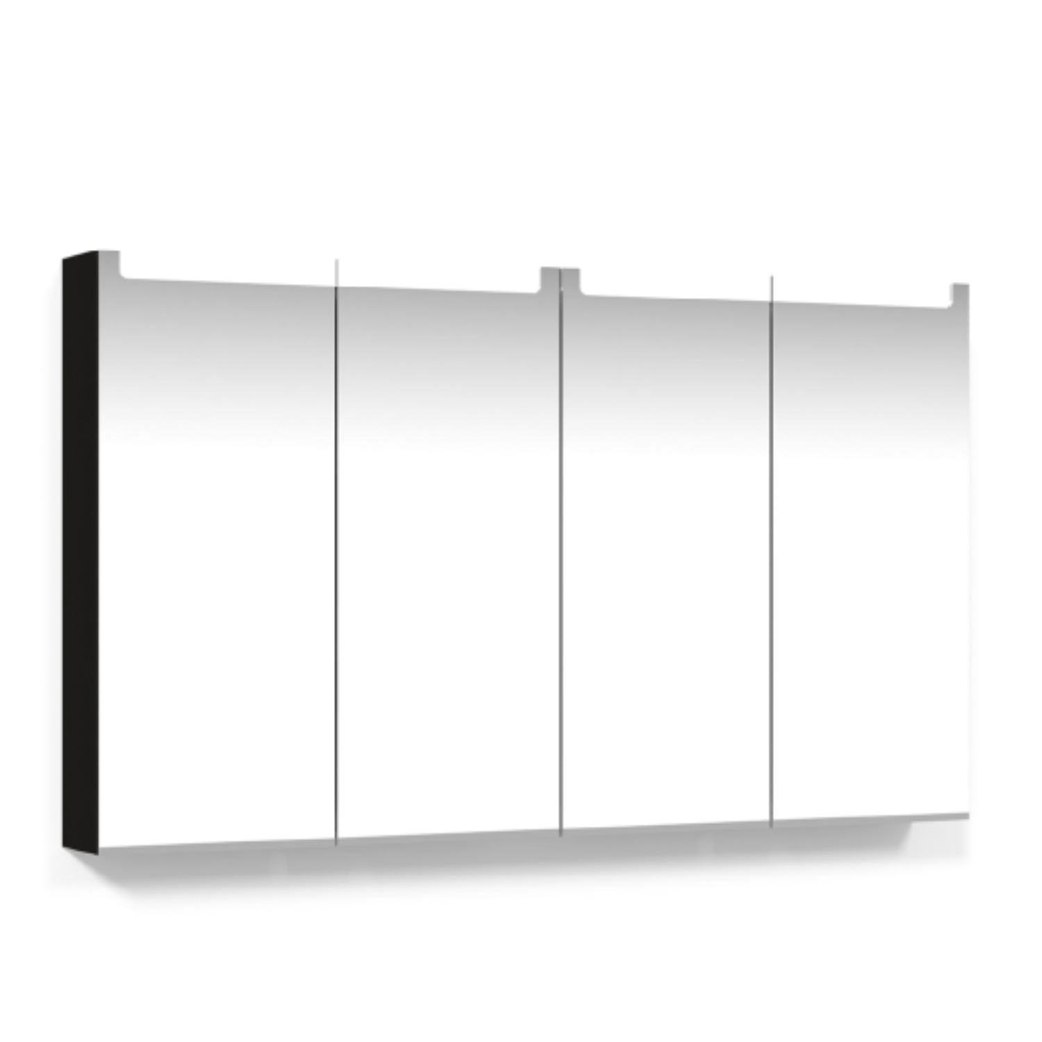Macro Design CROWN Speilskap Innfelt belysning med 4 dør Svart / 120cm Macro Design Speilskap GRO-FCS120SBIF
