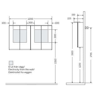 Macro Design CROWN Speilskap Rampe-belysning med 4 dør