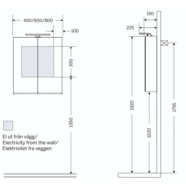 Macro Design CROWN Speilskap T-belysning med 2 dør