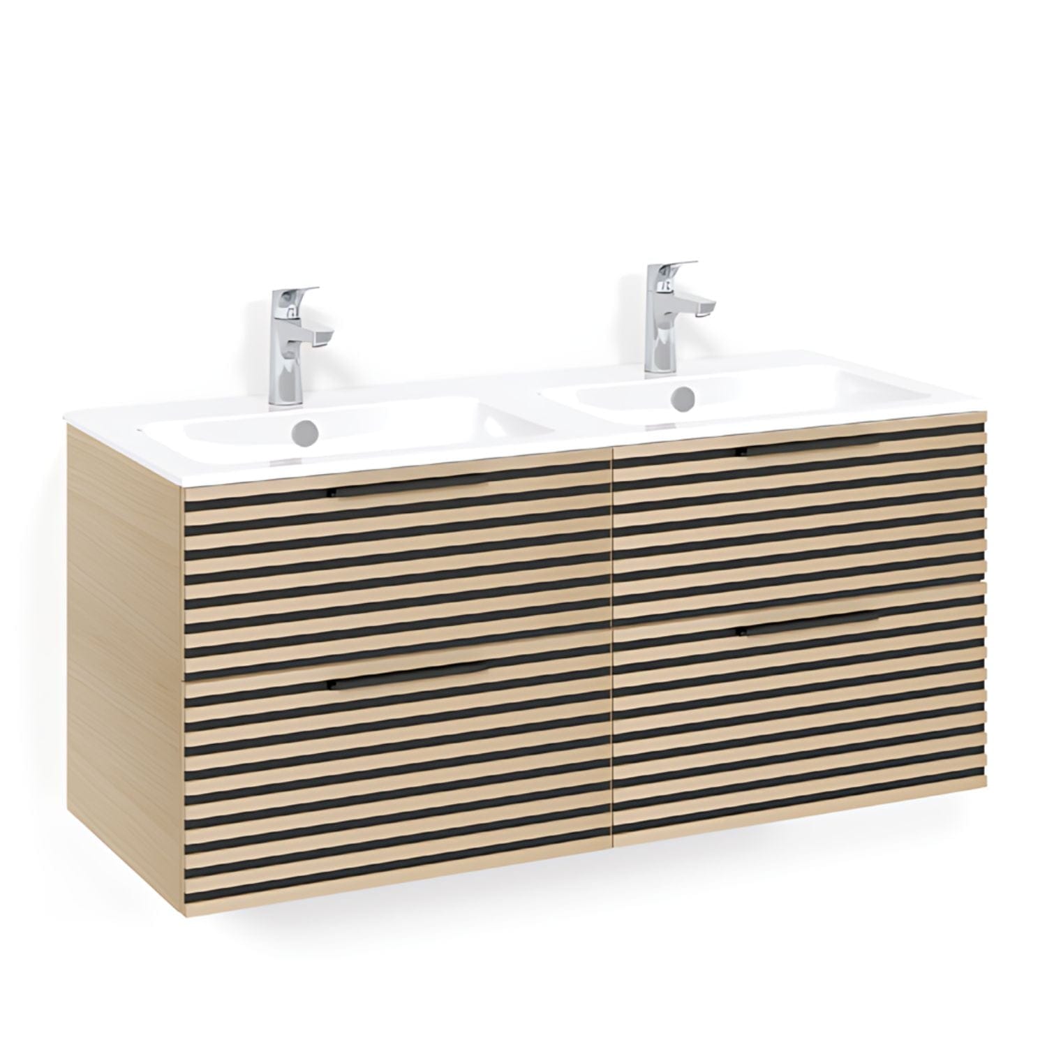 Macro Design CROWN Stripe Servantskap skuff - med LIGHT 14 servant 120cm dobbel Brun ask / Stripe Macro Design Møbelpakke bad BUN-FSK120EZL14