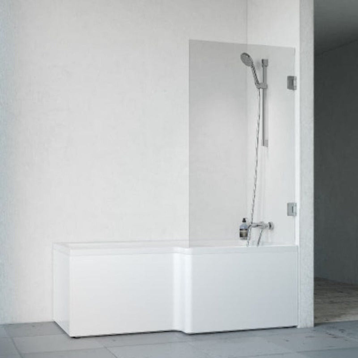 Macro Design Divine Badekar med Grace Dusjvegger Høyre Svart Matt / 83x83cm Knott Tonet Glass Firkantet badekar