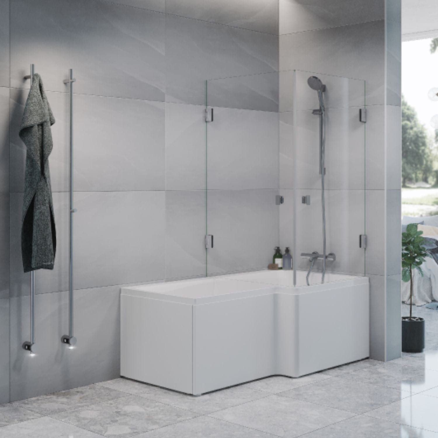 Hjornebadekar Med Dusjvegg () Hjornebadekar Med Dusjvegg