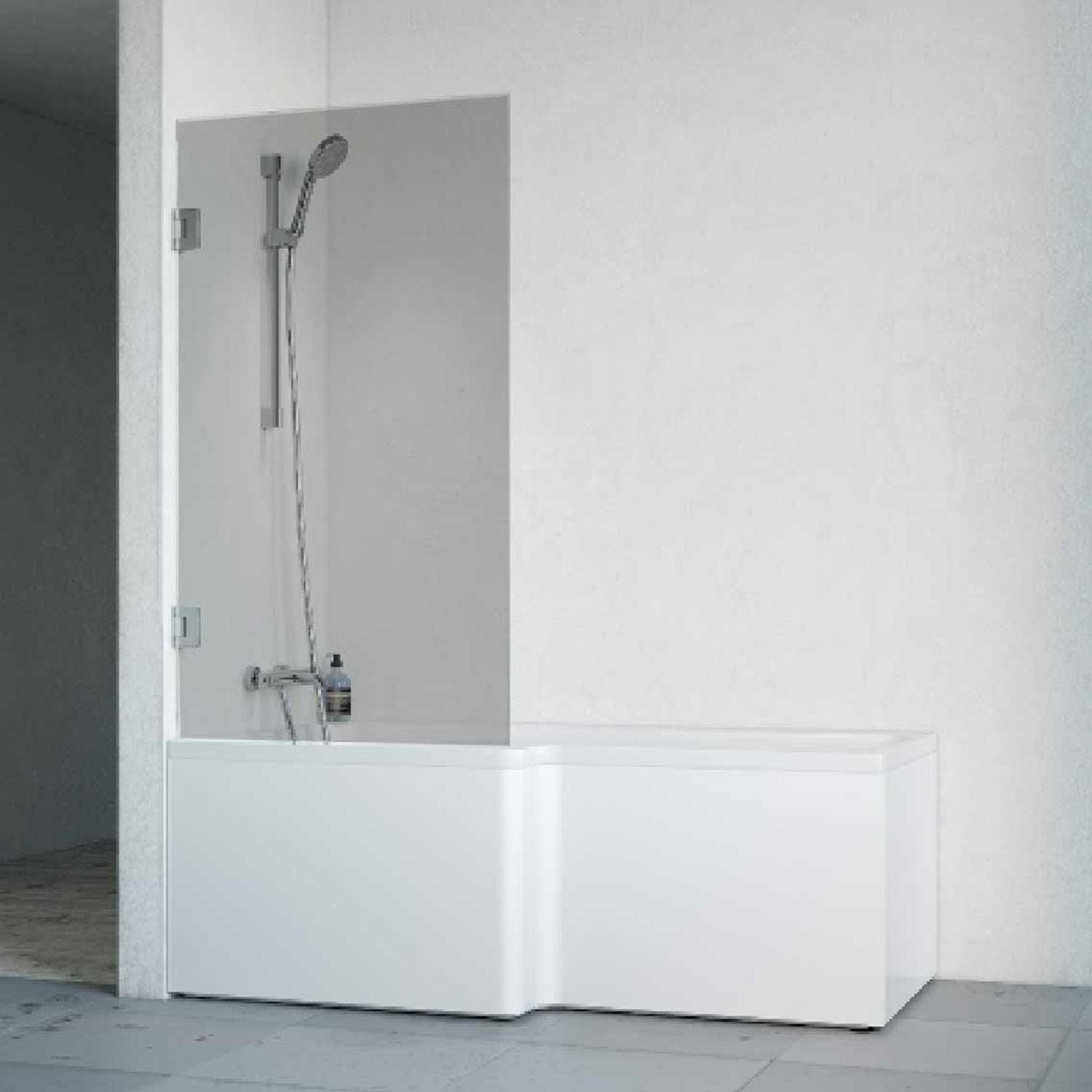 Macro Design Divine Badekar med Grace Dusjvegger Venstre Krom / 80cm / Tonet glass Macro Design Hjørnebadekar BUN-DGBADVS80KTO