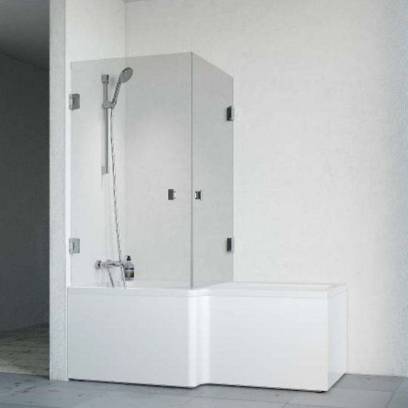 Macro Design Divine Badekar med Grace Dusjvegger Venstre Krom / 83x83cm Knott Klart Glass Firkantet badekar
