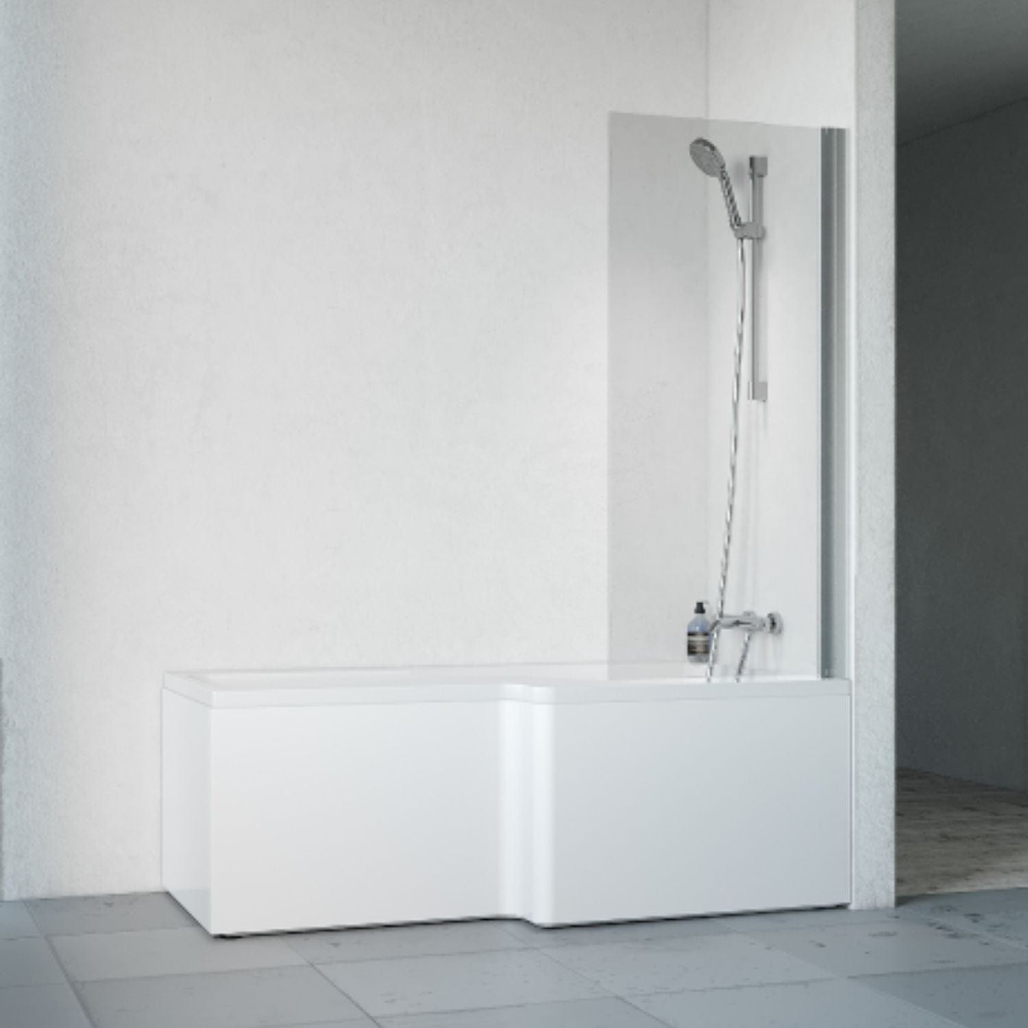 Macro Design Divine Badekar med Spirit Dusjvegger Krom / 65cm / Høyre Macro Design Badekarvegg BUN-DSBADHS65GKL