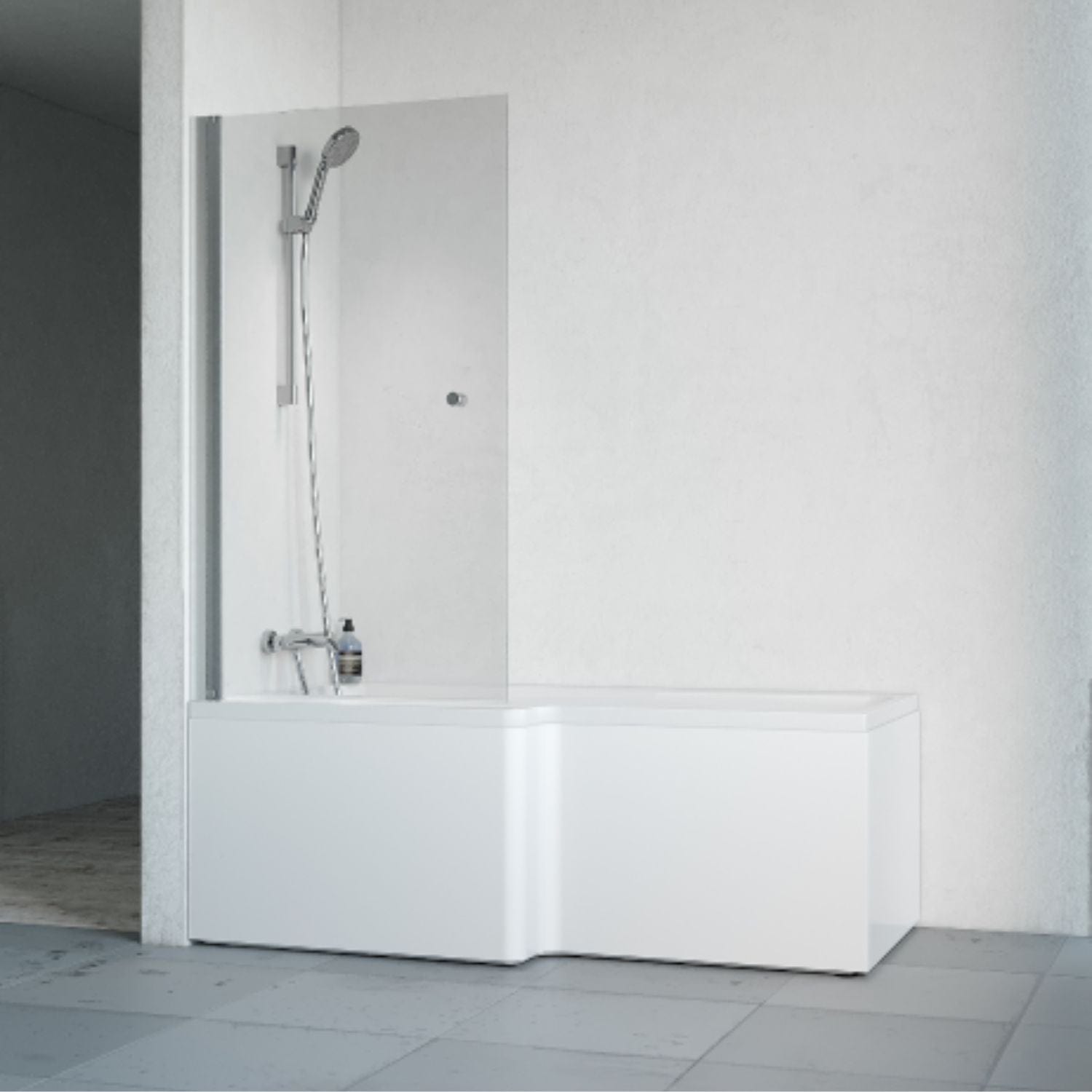 Macro Design Divine Badekar med Spirit Dusjvegger Krom / 80cm / Venstre Macro Design Badekarvegg BUN-DSBADVS80GKKL