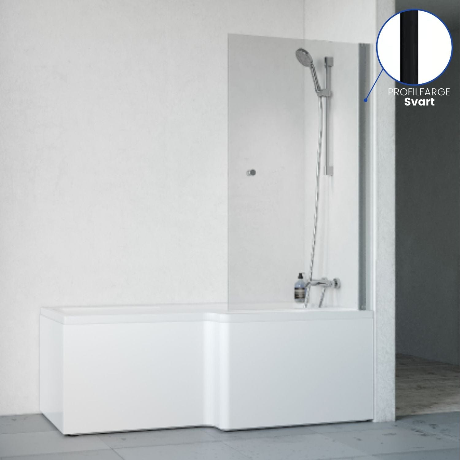 Macro Design Divine Badekar med Spirit Dusjvegger Svart / 80cm / Høyre Macro Design Hjørnebadekar BUN-DSBADHS80SKKL