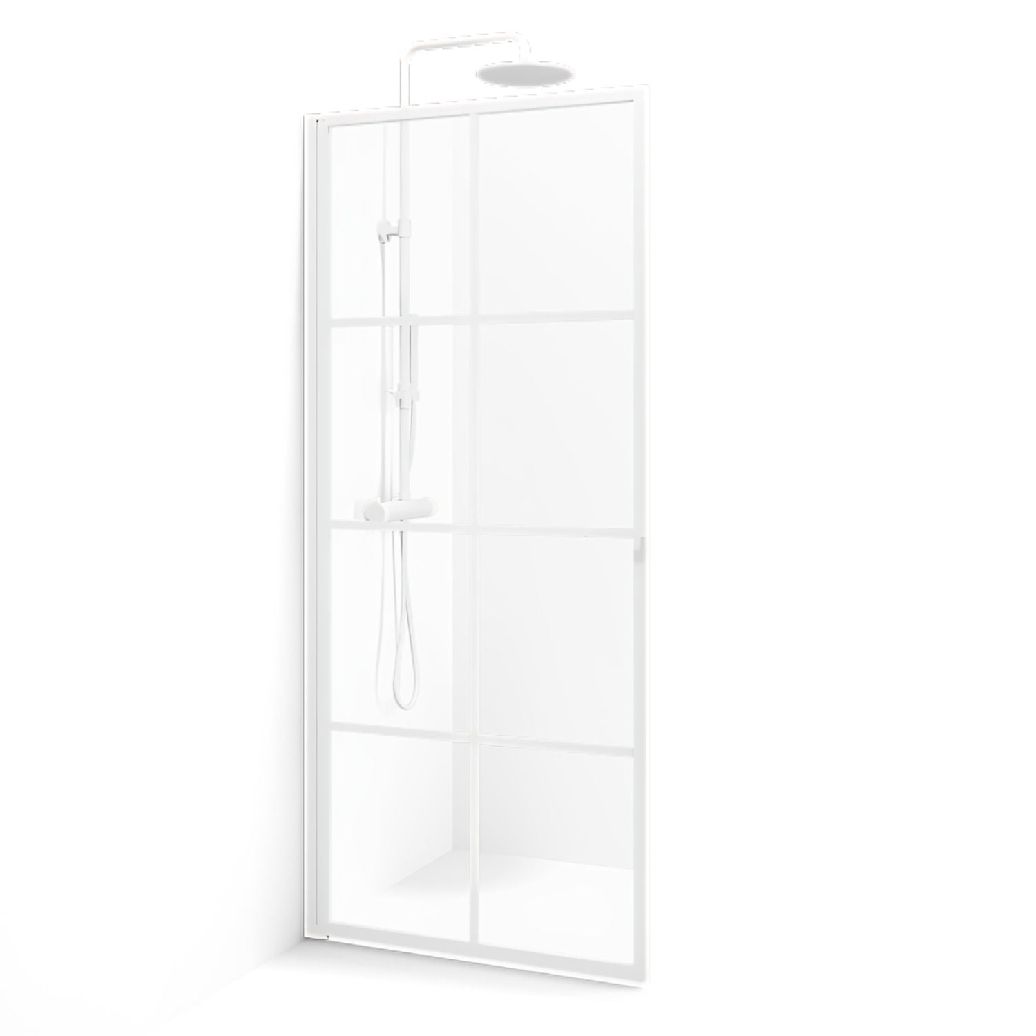 Macro Design Empire Dusjdør - med Hvit profil Hvit / 78cm / Klart glass med sprosser Macro Design Dusjdør BUN-DESKD78SVKL