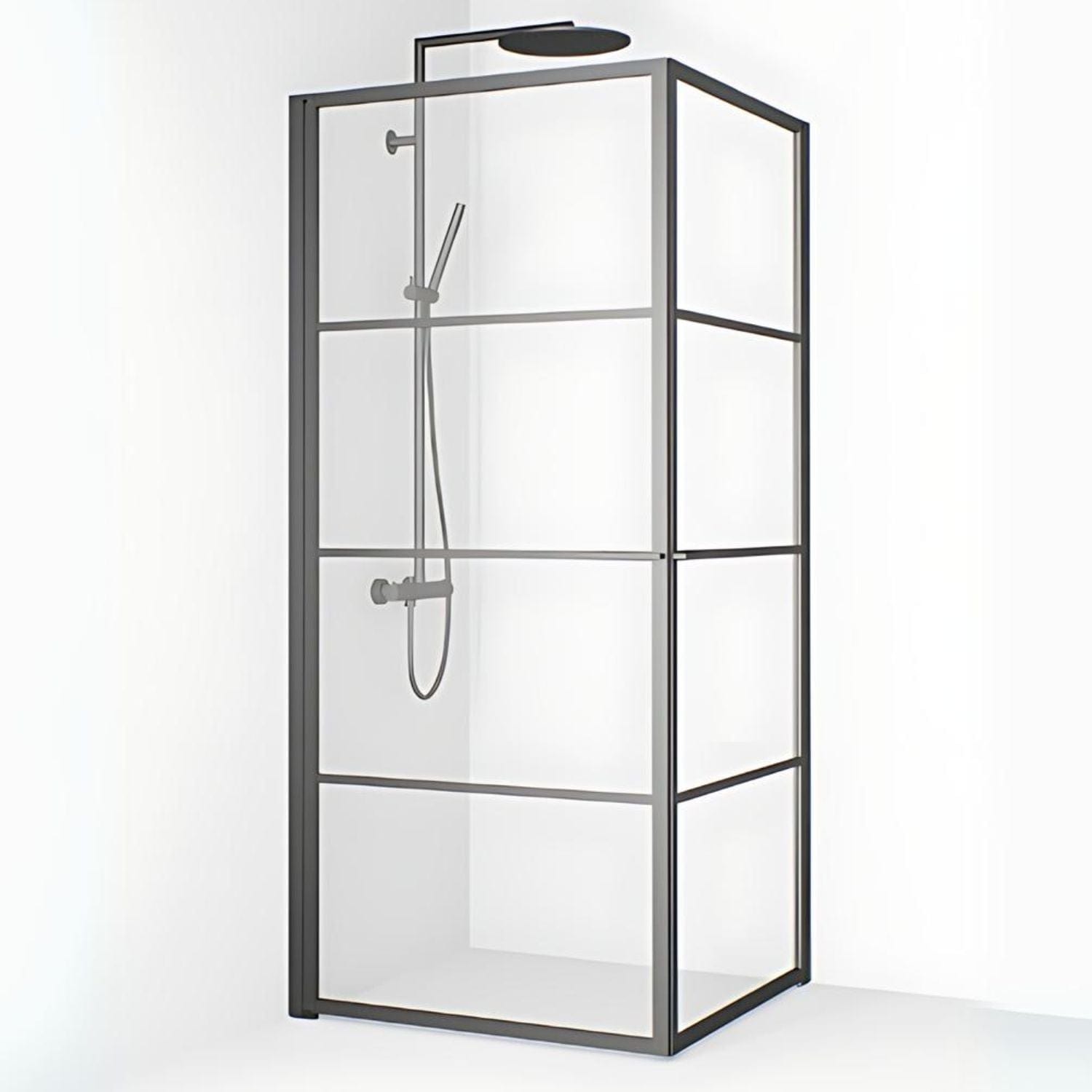 Macro Design Empire Dusjhjørne Gunmetal / 79x79cm / Klart glass med sprosser Macro Design Dusjhjørne BUN-DEH8080SGKL