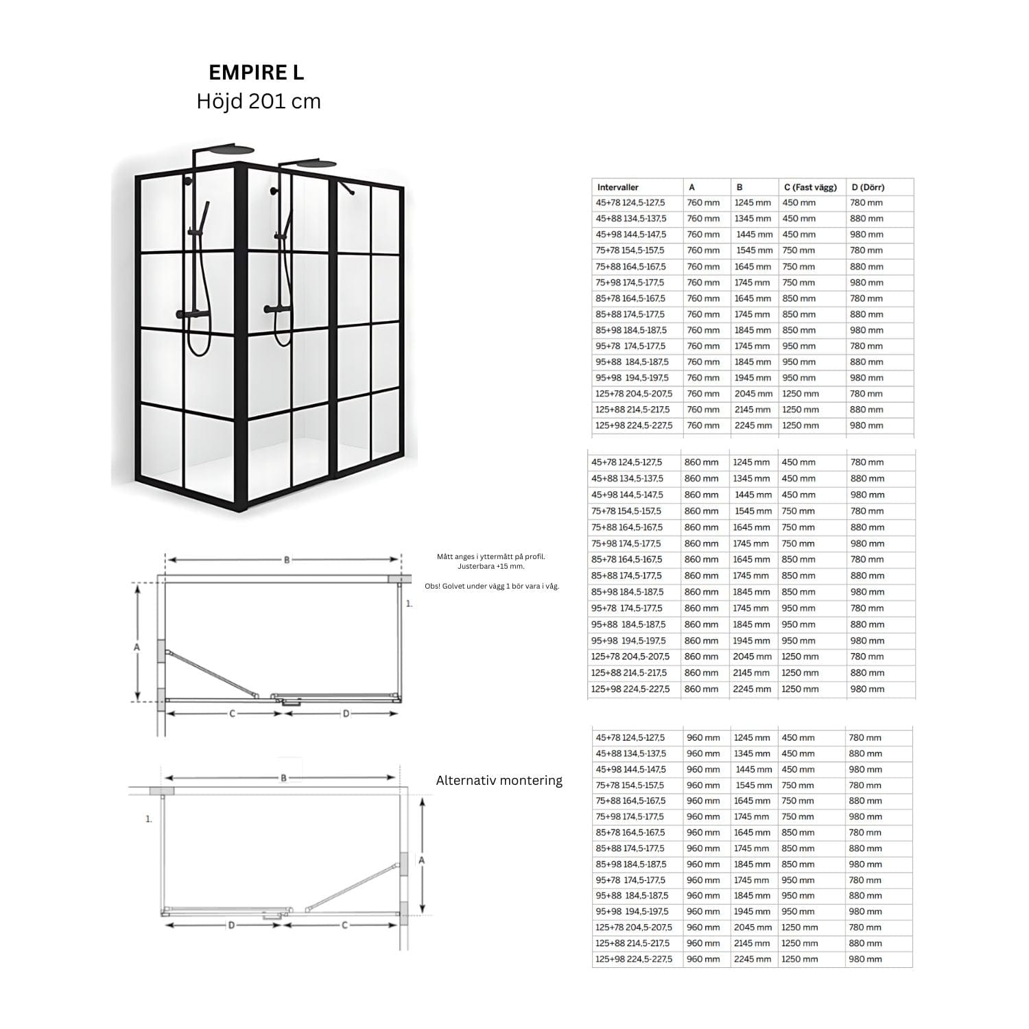 Dusjhjorne Montering () Dusjhjorne Montering