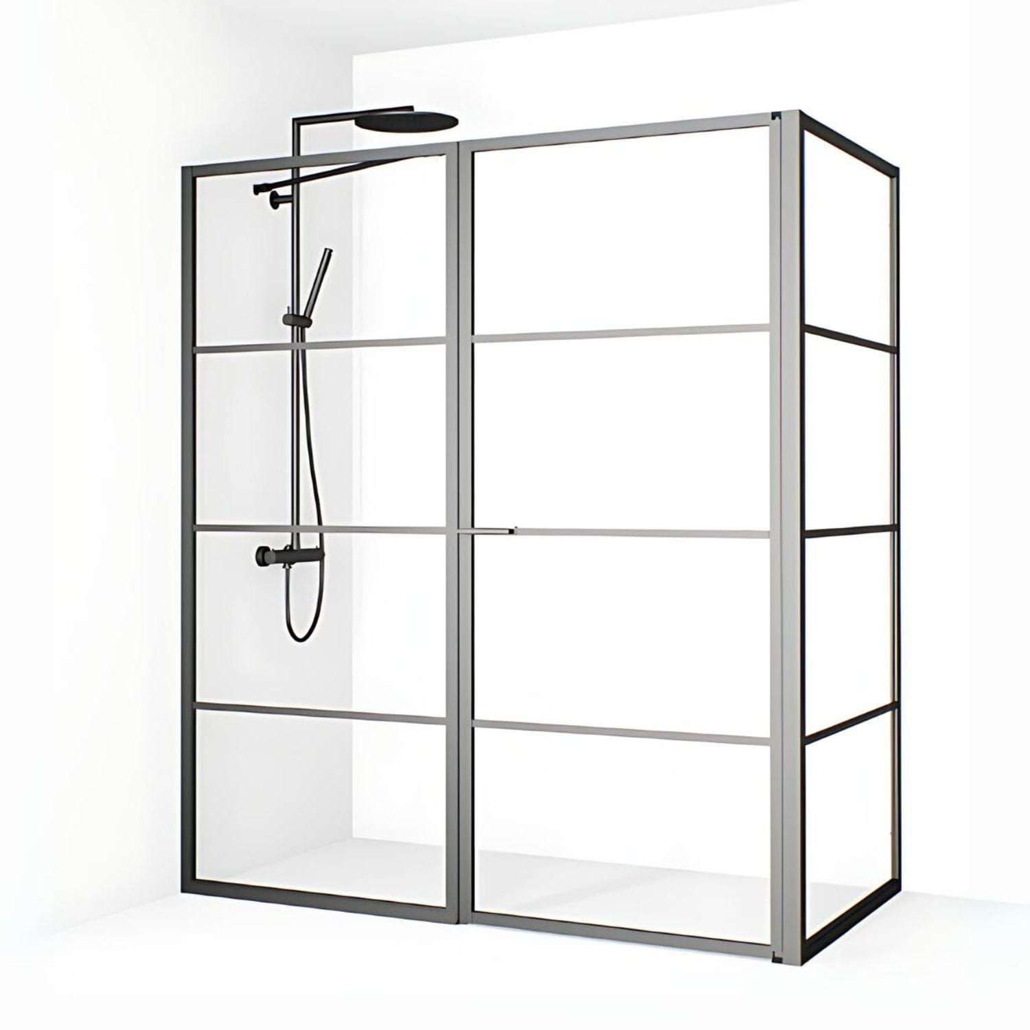 Macro Design EMPIRE Dusjhjørne L med Sprosser Gunmetal / 76x75+78cm Macro Design Dusjhjørne BUN-DEL767578SGKL