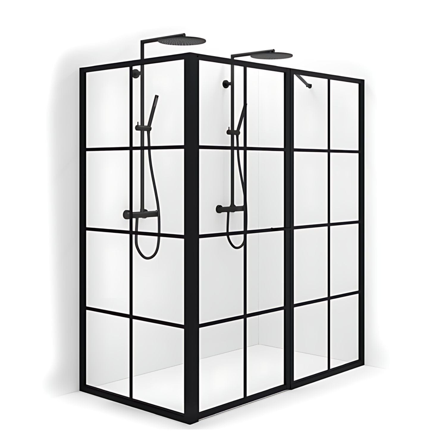 Macro Design EMPIRE Dusjhjørne L med Sprosser Svart matt 76x45+78cm Macro Design Dusjhjørne BUN-DEL764578SSKL