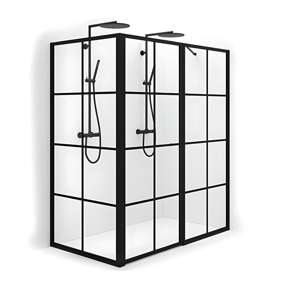 Macro Design EMPIRE Dusjhjørne L med Sprosser Svart matt 76x45+78cm Macro Design Dusjhjørne BUN-DEL764578SSKL