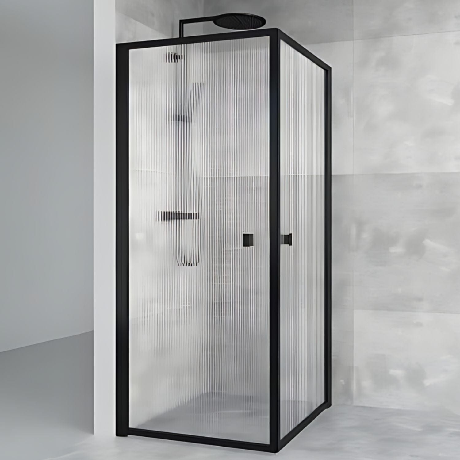 Macro Design Empire Dusjhjørne Svart matt / 79x79cm / Briljant linjeglass Macro Design Dusjhjørne BUN-DEH8080SLI