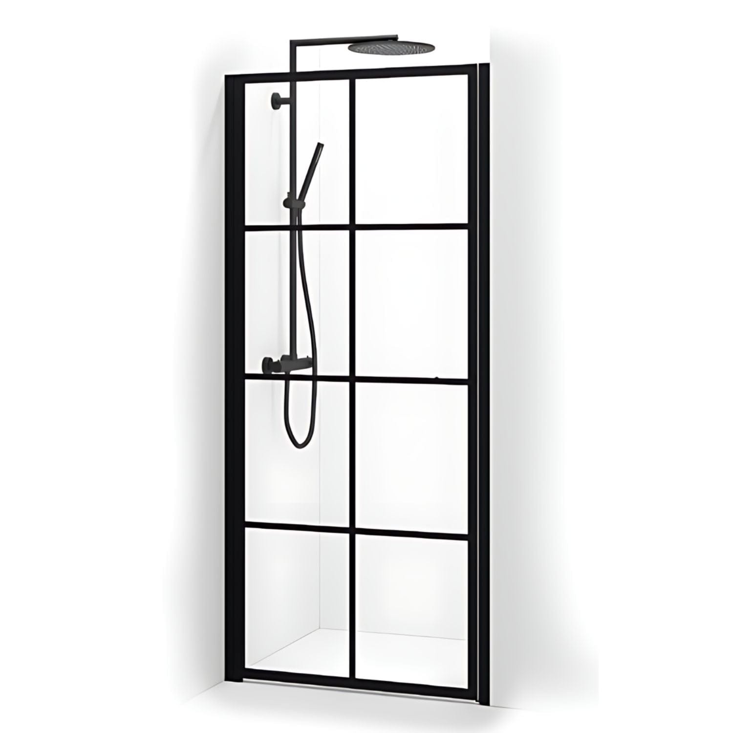 Macro Design Empire Nisjedusj Svart matt / 82-85cm / Klart glass med sprosser Macro Design Dusjnisje BUN-DENI82SSKL