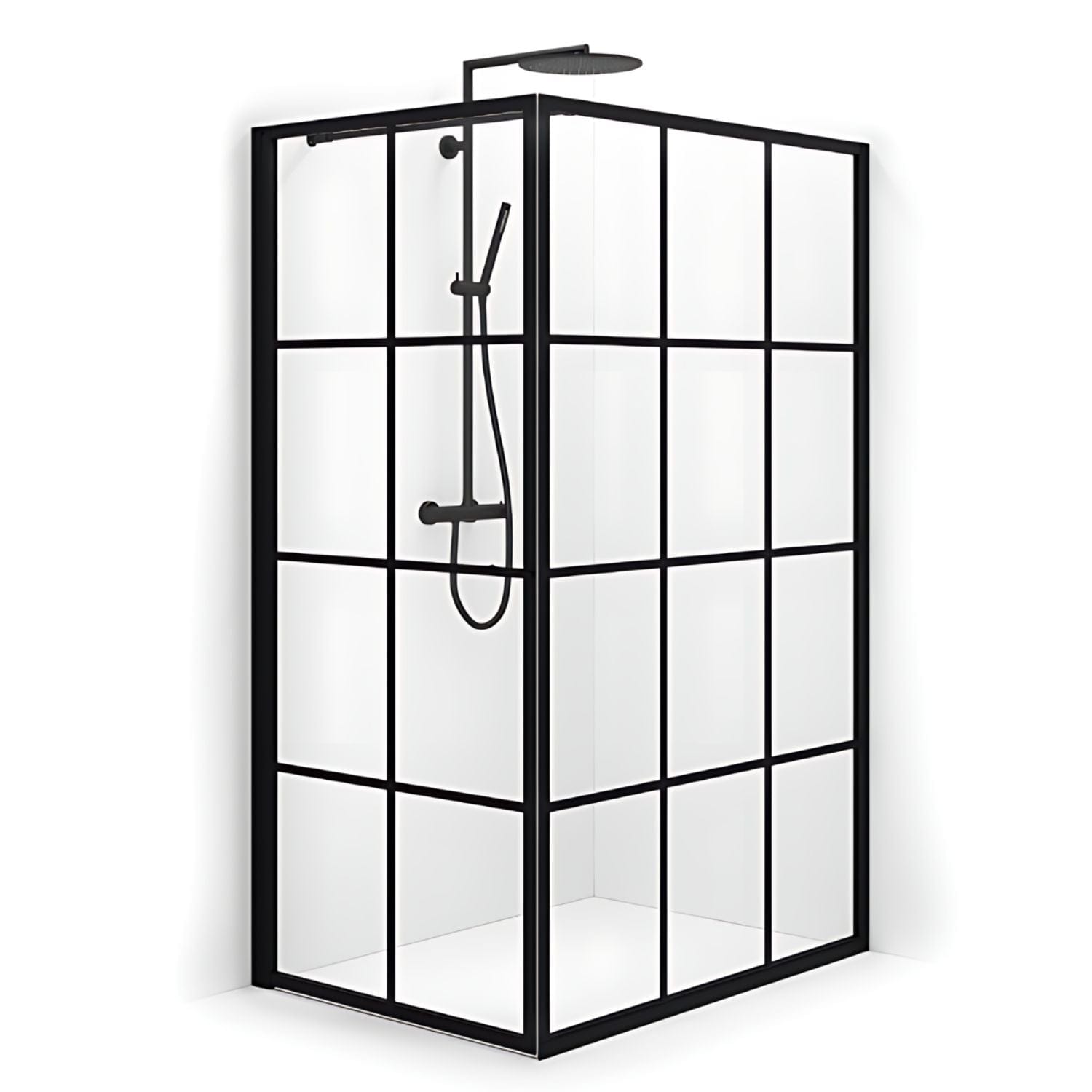 Macro Design Empire Swing Dusjhjørne - med Svart matt profil Svart matt / 125x89cm / Klart glass med sprosser Macro Design Dusjhjørne BUN-DESW1290SSKL