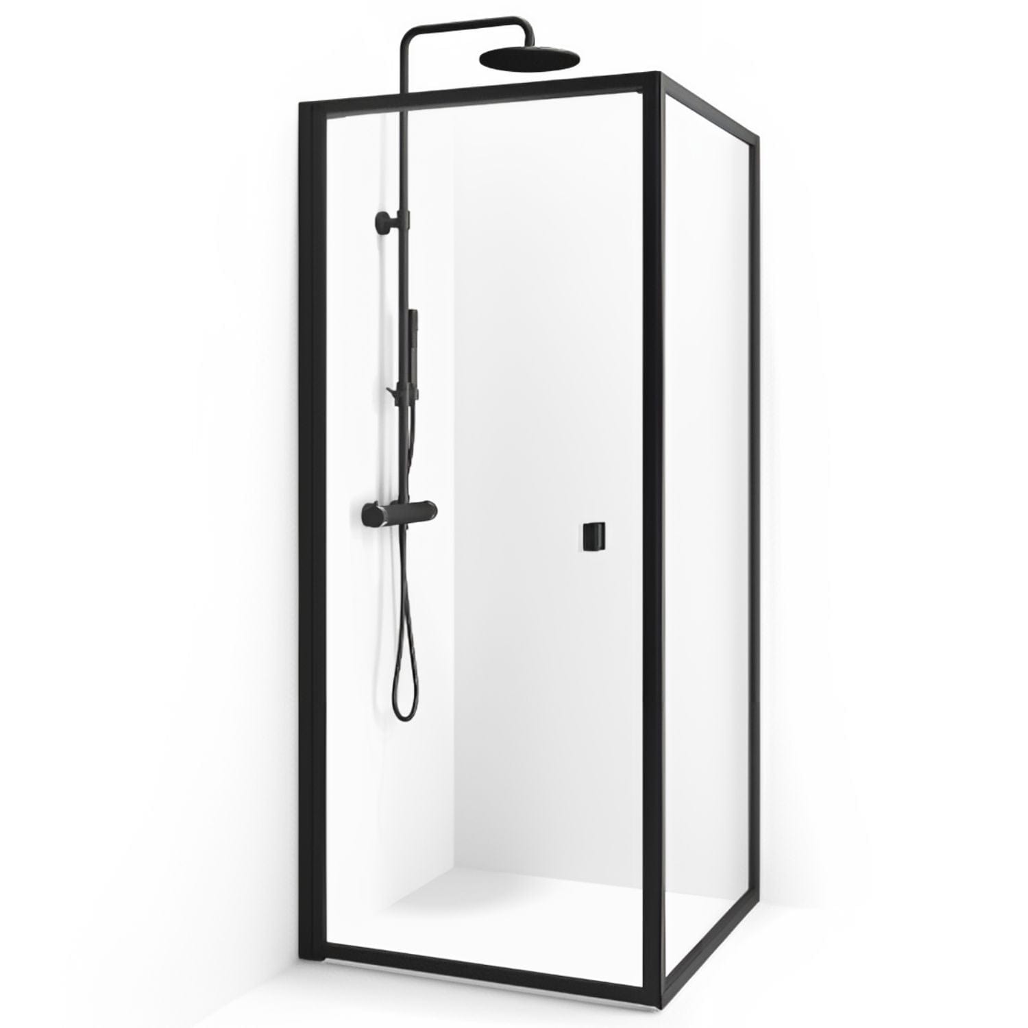 Macro Design Empire Swing Dusjhjørne - med Svart matt profil Svart matt / 79x79cm / Klart glass Macro Design Dusjhjørne BUN-DESW8080SKL