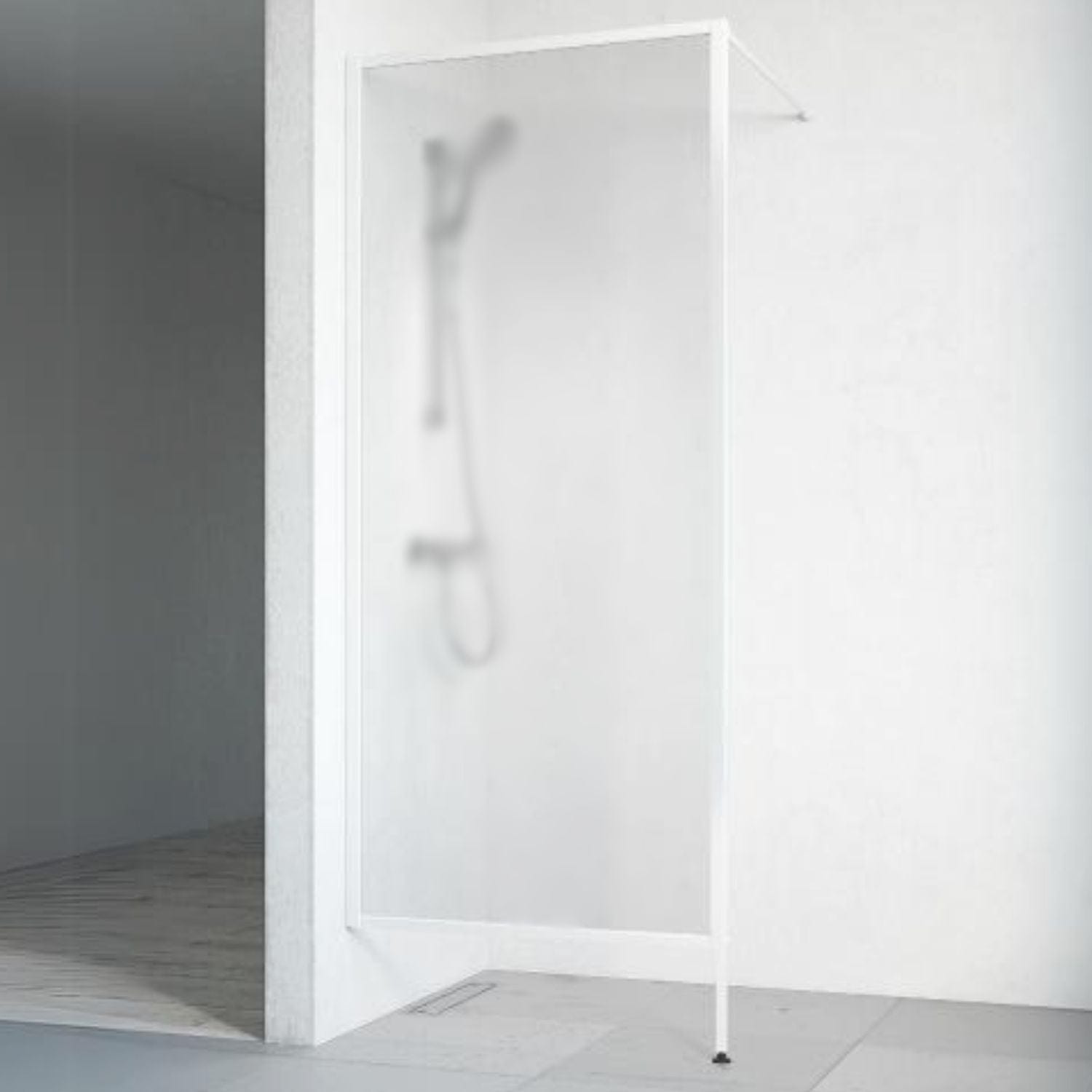 Macro Design FLOW Dusj Skjermvegg Fast Hvit / 65cm / Ice glass Macro Design Dusjvegg GRO-MSKTV065ICN