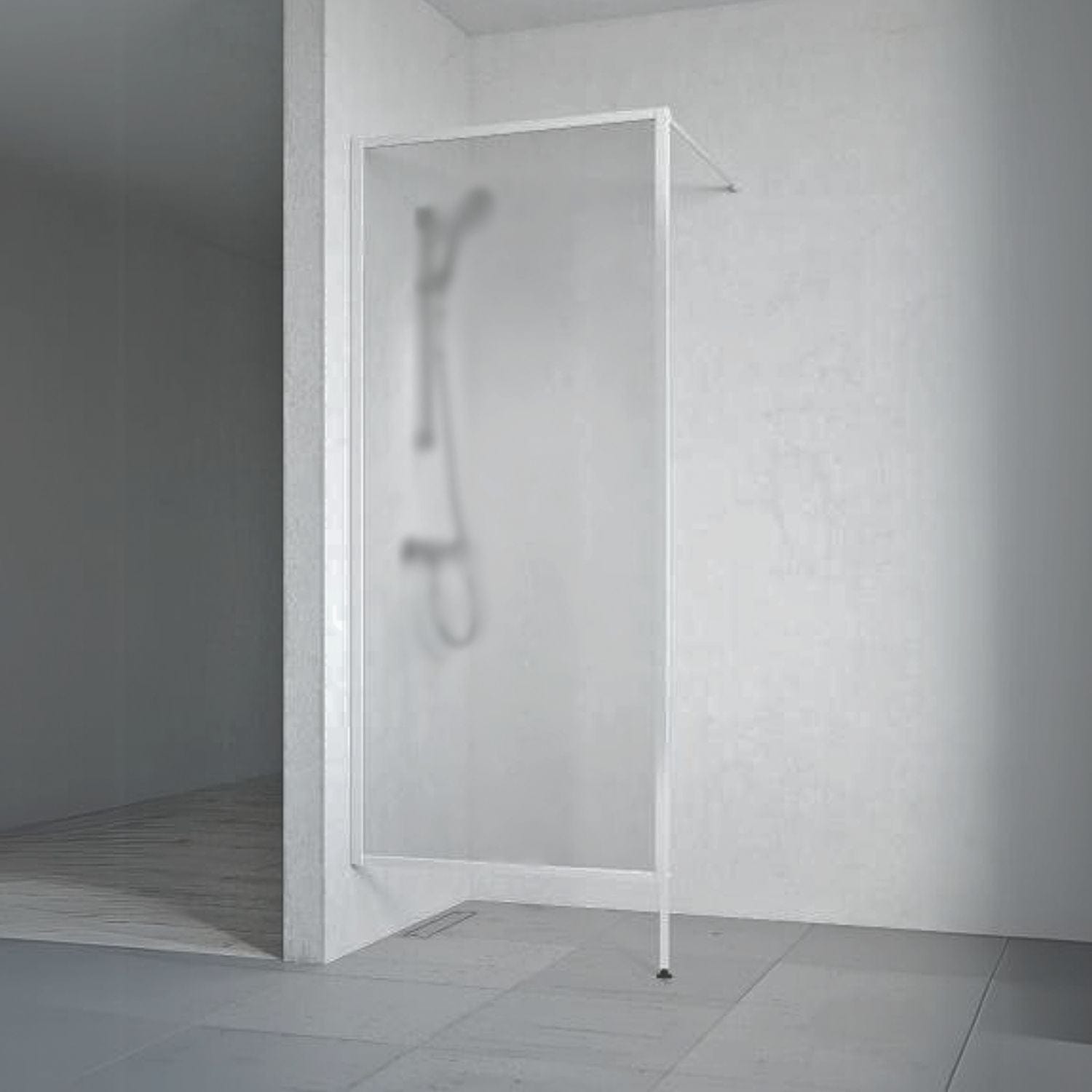 Macro Design FLOW Dusj Skjermvegg Fast Matt aluminium / 65cm / Ice glass Macro Design Dusjvegg GRO-MSKTN065ICN