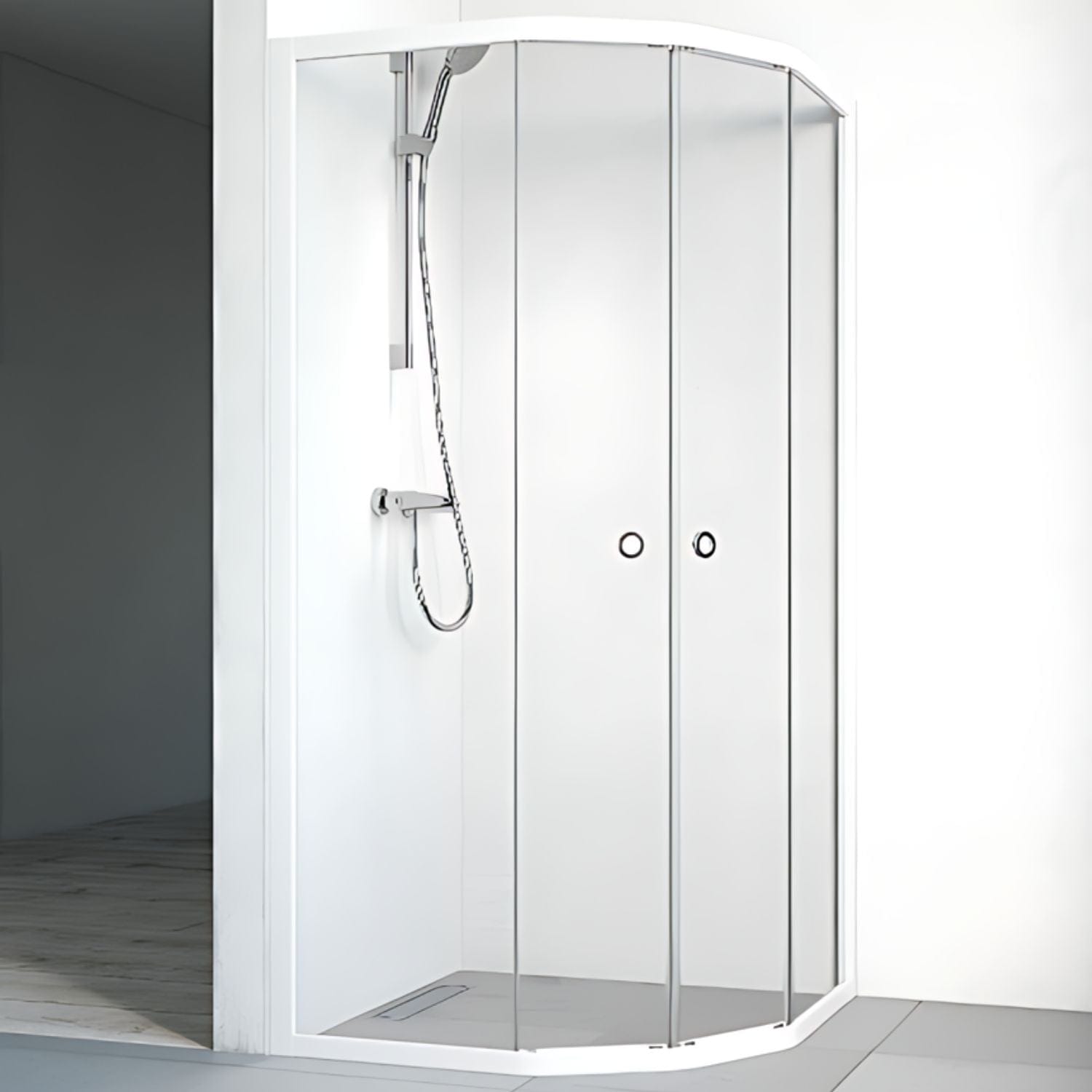 Macro Design FLOW Dusjhjørne Semi Hvit / 71x91cm / Klart glass Macro Design Dusjnisje BUN-DHFS79VKL
