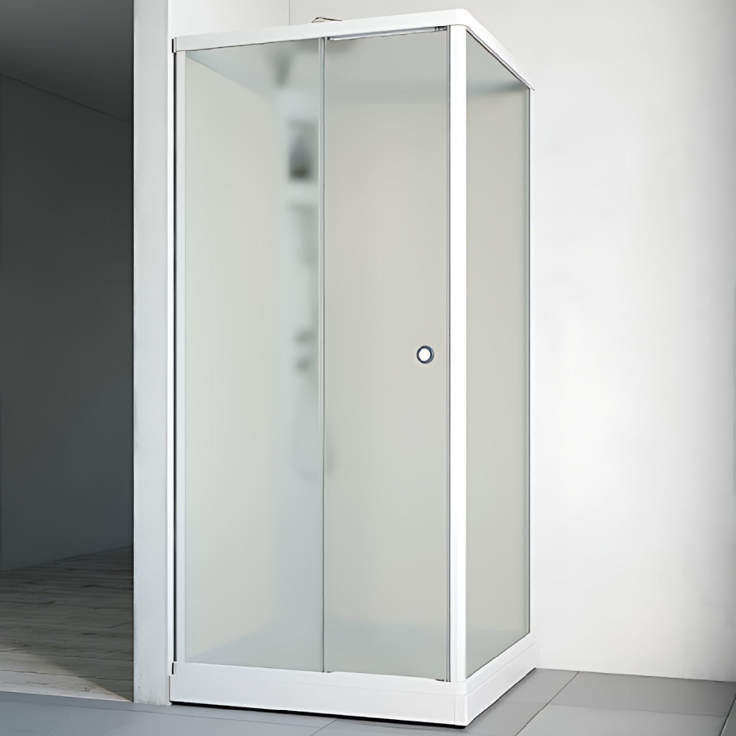 Macro Design FLOW Front Dusjkabinett Innfelt Blandebatteri Ice Hvit / 81x81cm / Hvit glass Macro Design Dusjkabinett BUN-DKFFIB88VICV