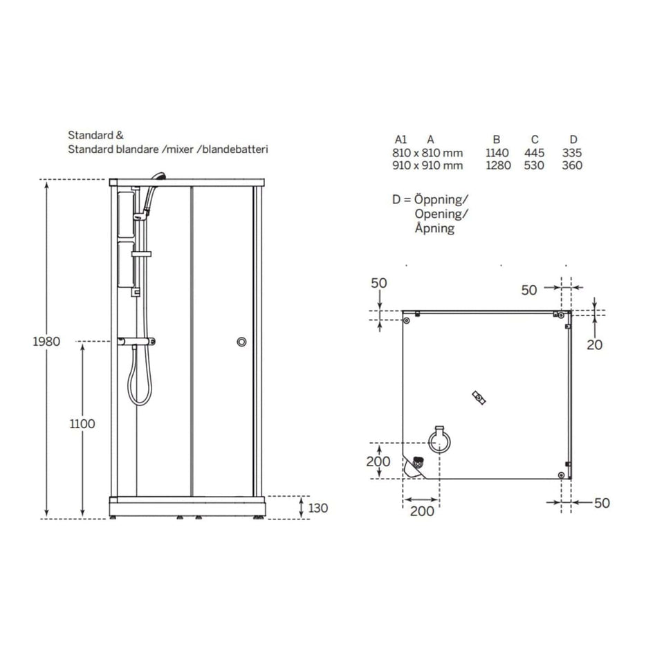 Macro Design FLOW Front Dusjkabinett Standard Macro Design Dusjkabinett