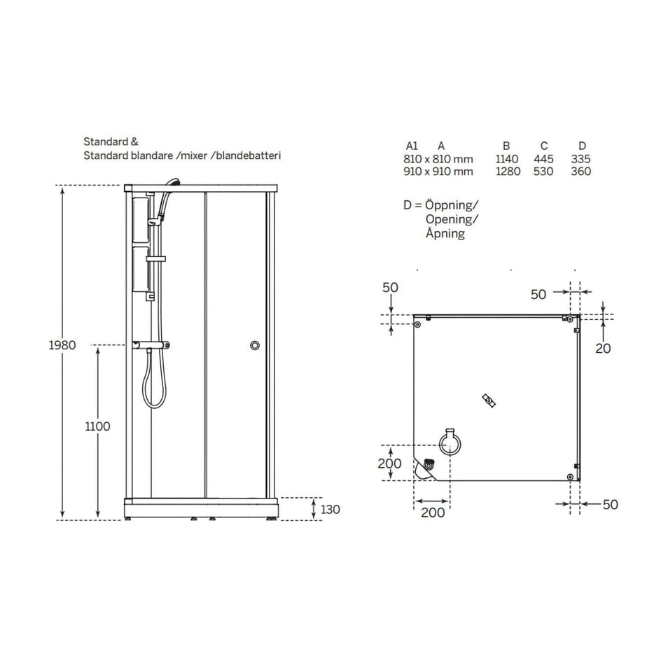 Macro Design FLOW Front Dusjkabinett Standard Macro Design Dusjkabinett