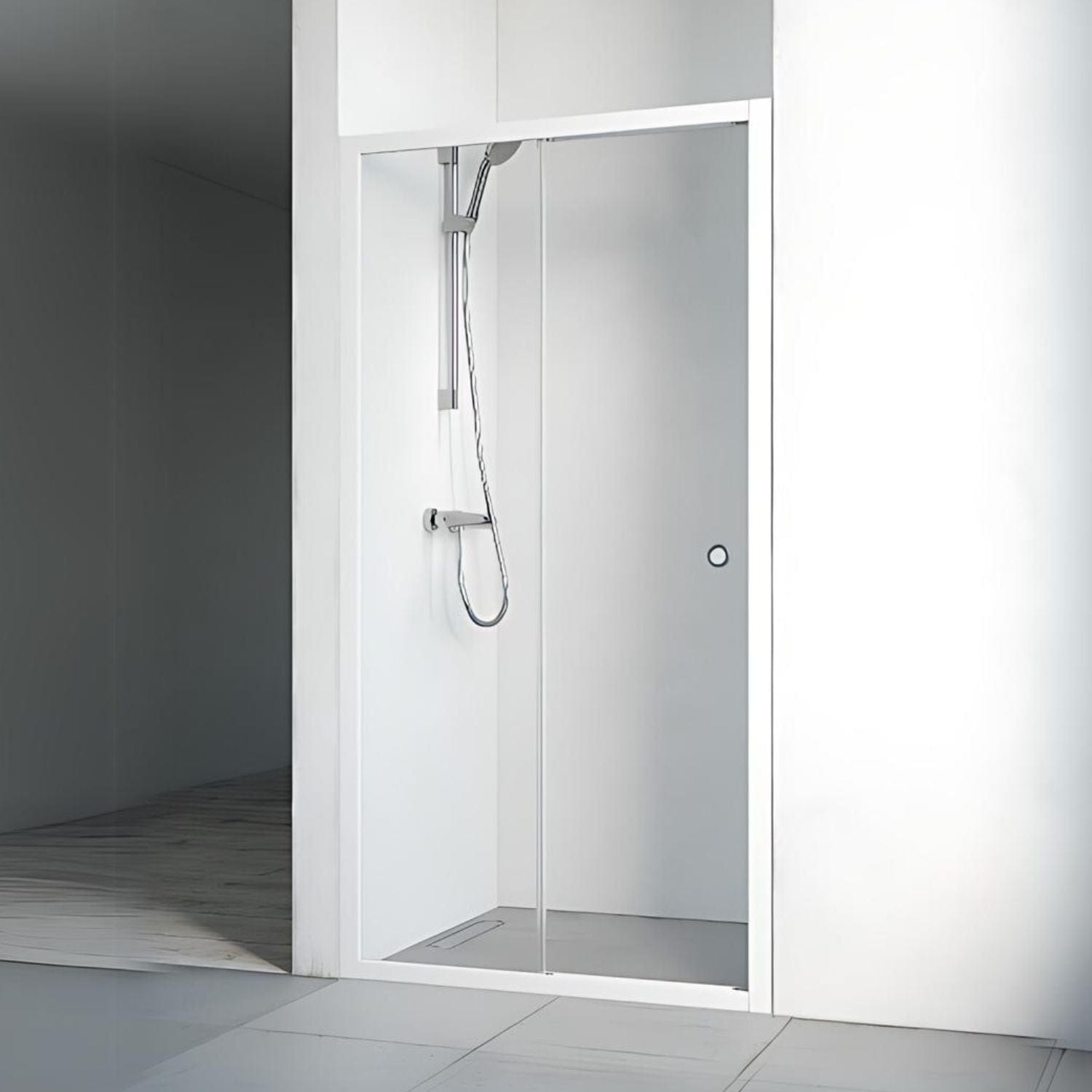 Macro Design FLOW Nisjedusj 2D Hvit / 80-85cm / Klart glass Macro Design Dusjnisje BUN-DNF2D80VKL