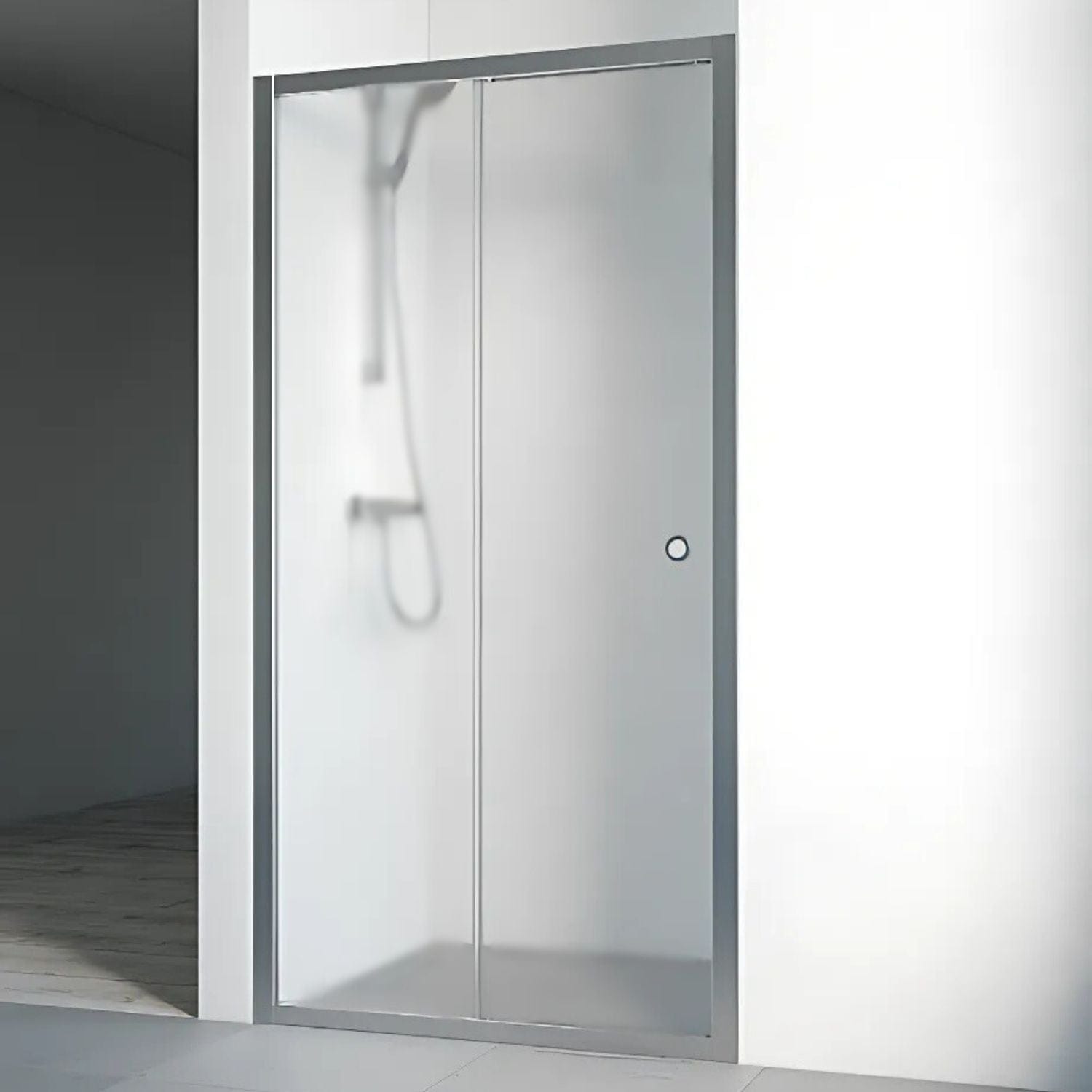 Macro Design FLOW Nisjedusj 2D Matt aluminium / 80-85cm / Ice glass Macro Design Dusjnisje GRO-6297089