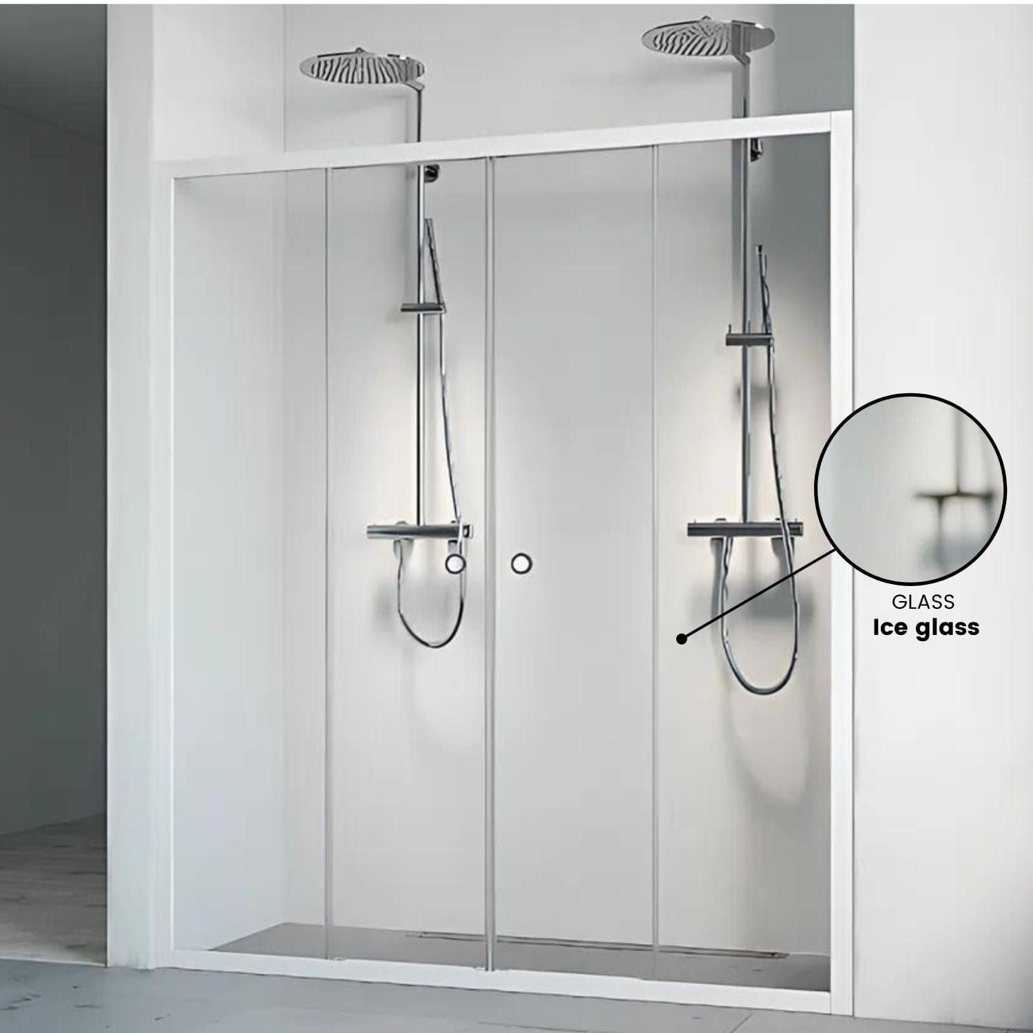 Macro Design FLOW Nisjedusj 4D Hvit matt / 120-125cm / Ice glass Macro Design Dusjnisje GRO-6297109