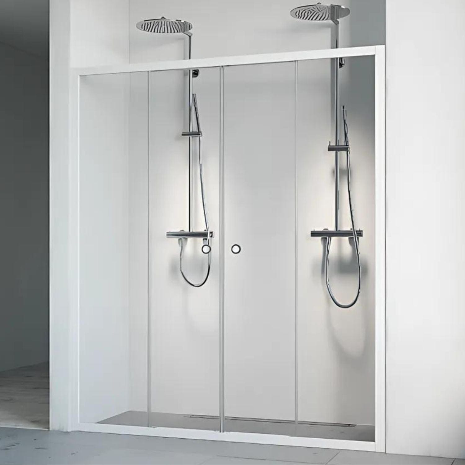 Macro Design FLOW Nisjedusj 4D Hvit matt / 120-125cm / Klart glass Macro Design Dusjnisje GRO-6297111