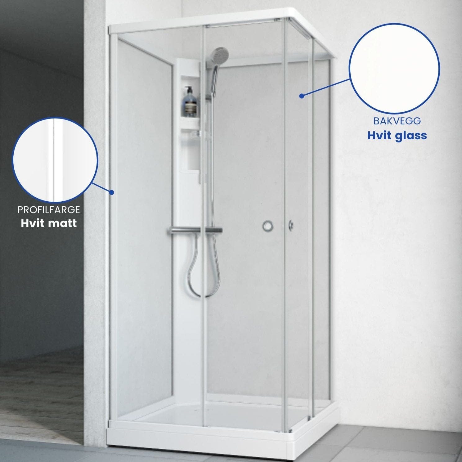 Macro Design FLOW Rett Dusjkabinett Standard Hvit / 81x81cm / Hvit glass Macro Design Dusjkabinett BUN-DKFRYB88VKLV