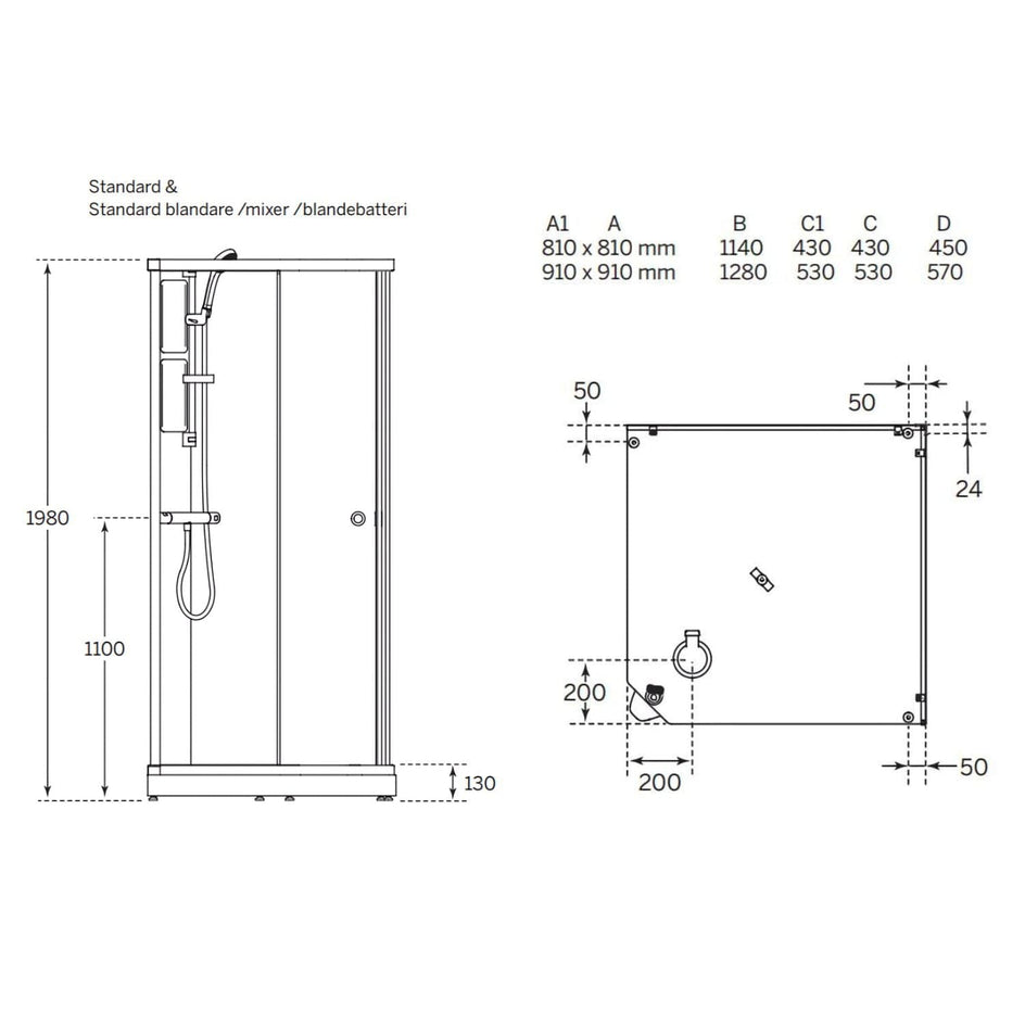 Macro Design FLOW Rett Dusjkabinett Standard Macro Design Dusjkabinett