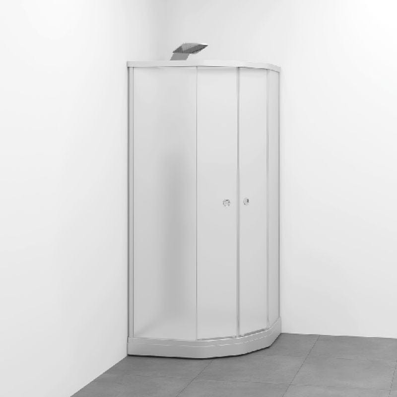 Macro Design FLOW Semi Dusjkabinett Innfelt Blandebatteri Ice Matt aluminium / 71x91cm / Hvit glass Macro Design Dusjkabinett BUN-DKFSIB79NICV