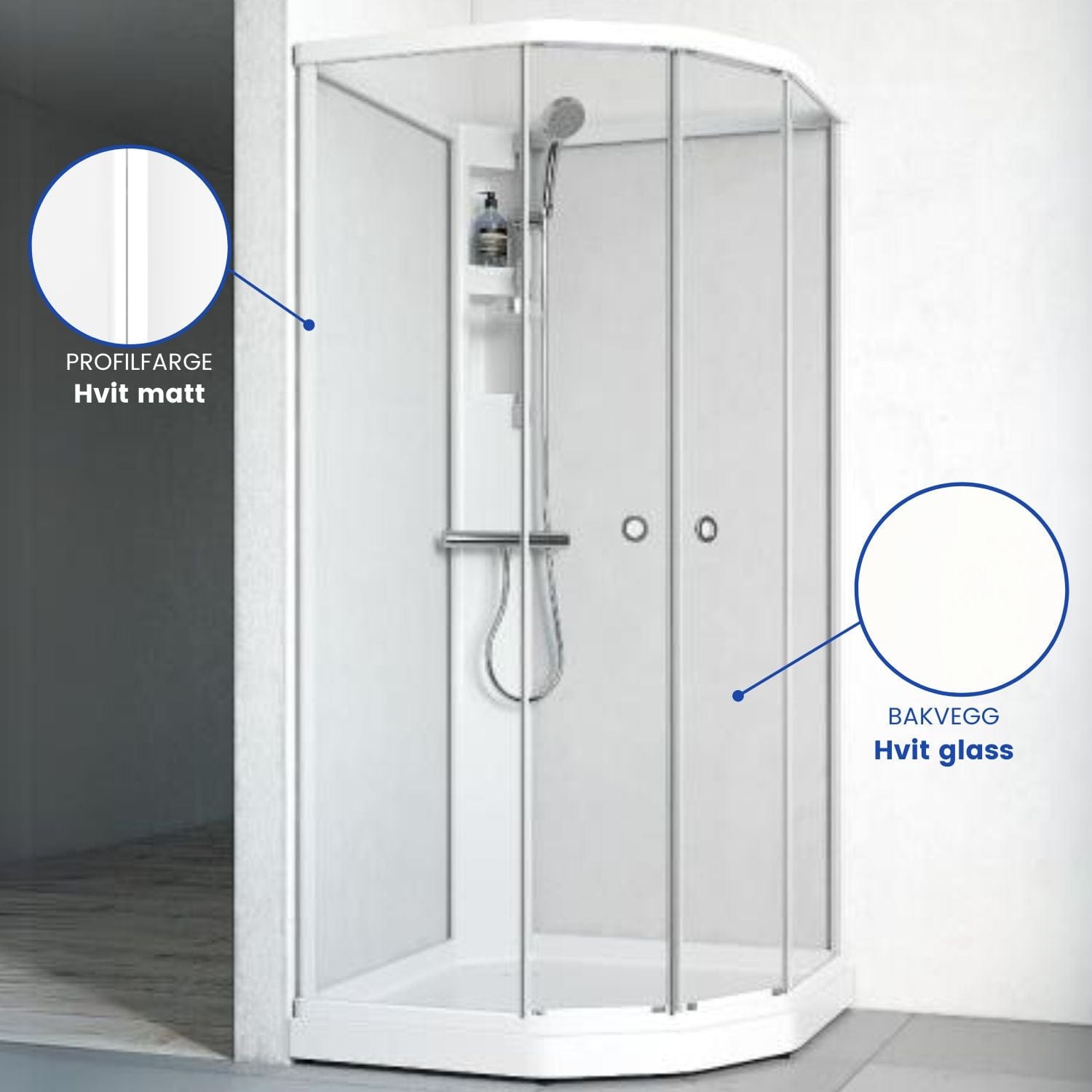 Macro Design FLOW Semi Dusjkabinett Standard Blandebatteri Hvit / 71x91cm / Hvit glass Macro Design Dusjkabinett BUN-DKFSYB79VKLV