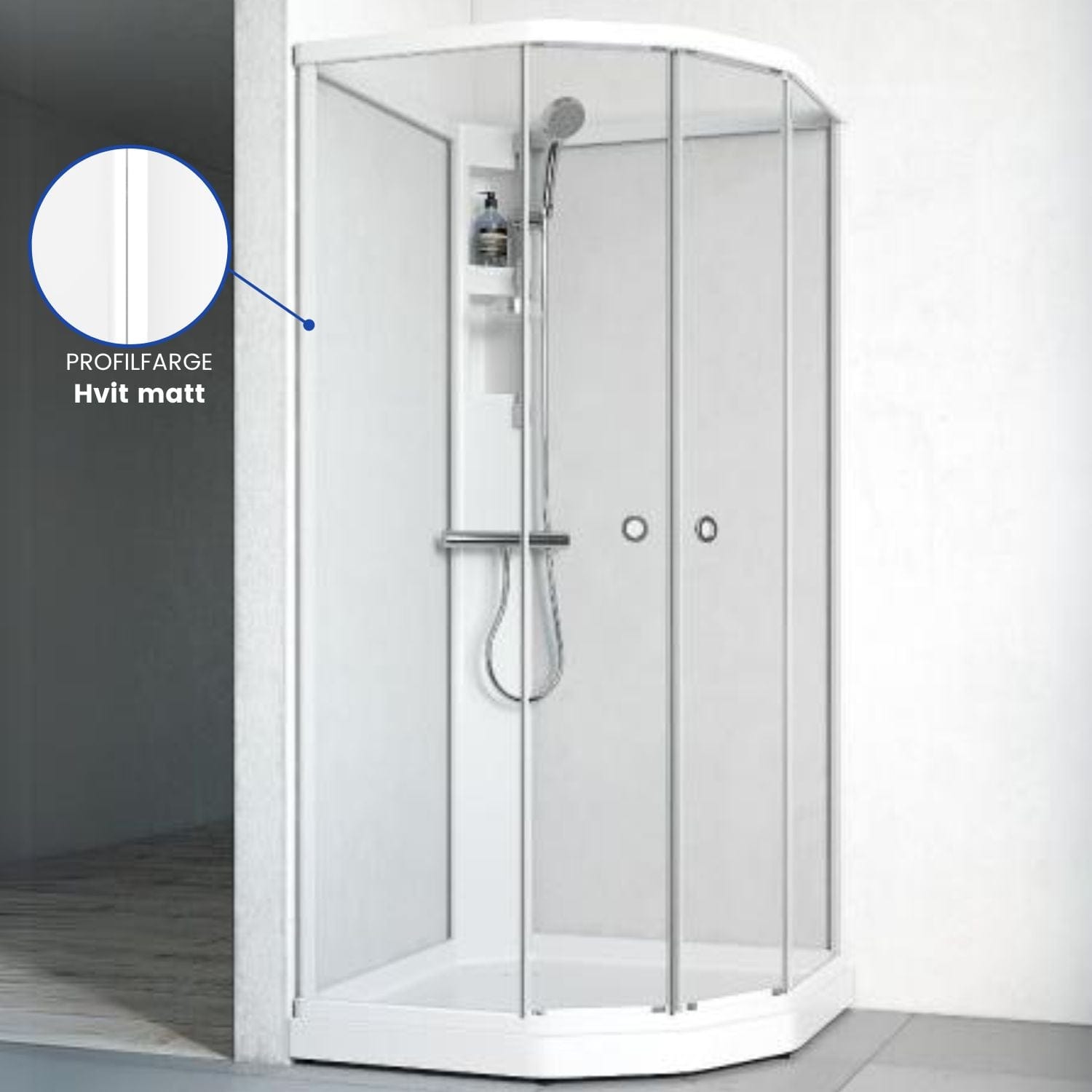 Macro Design FLOW Semi Dusjkabinett Standard Blandebatteri Hvit / 71x91cm / Klart glass Macro Design Dusjkabinett BUN-DKFSYB79VKL