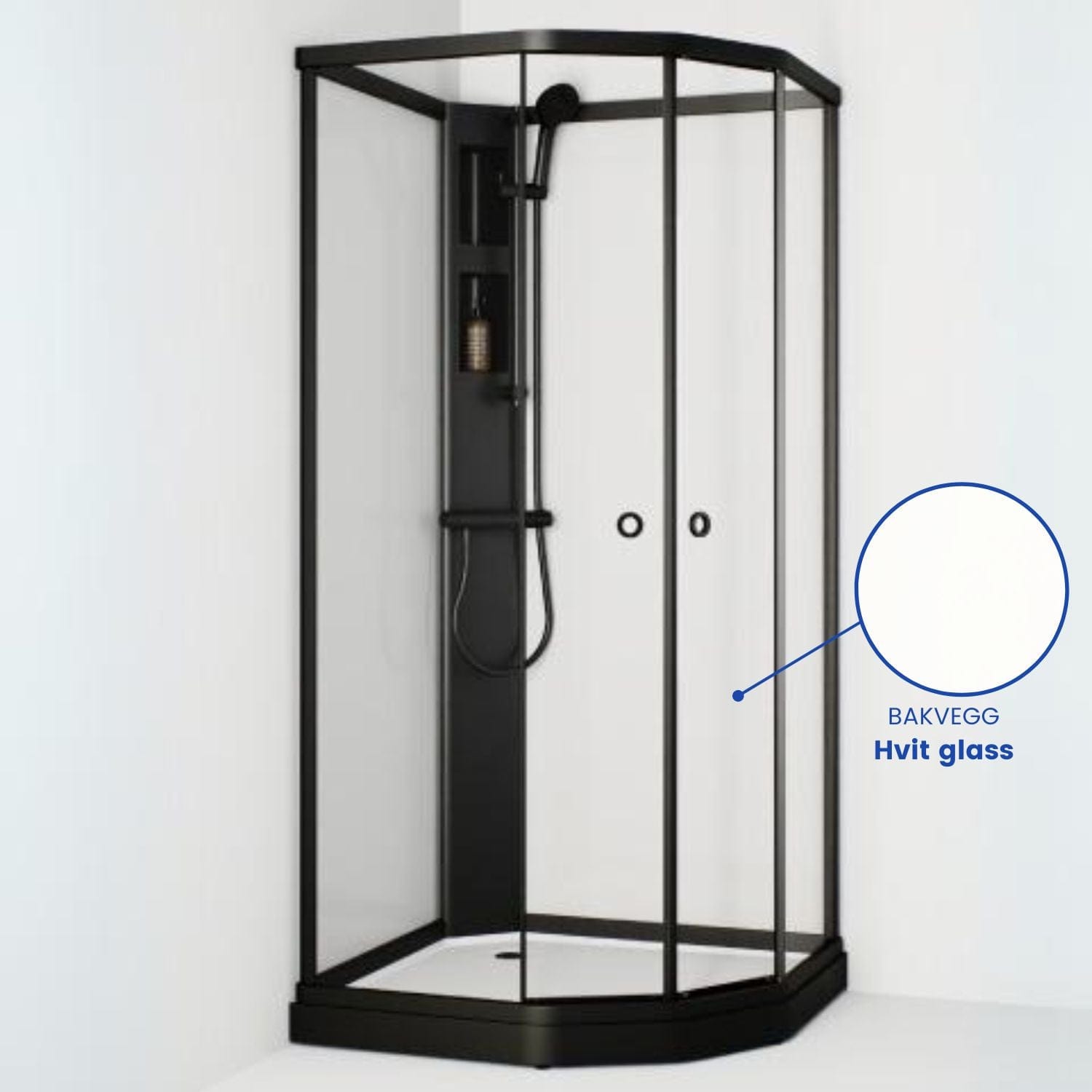 Macro Design FLOW Semi Dusjkabinett Standard Blandebatteri Svart / 71x91cm / Hvit glass Macro Design Dusjkabinett BUN-DKFSYB79SKLV