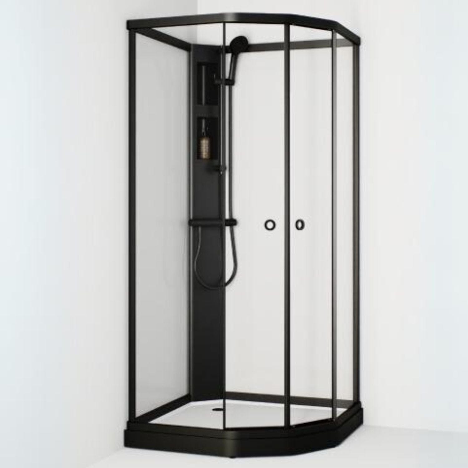 Macro Design FLOW Semi Dusjkabinett Standard Blandebatteri Svart / 71x91cm / Klart glass Macro Design Dusjkabinett BUN-DKFSYB79SKL