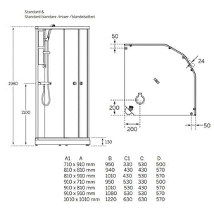 Macro Design FLOW Semi Dusjkabinett Blandebatteri Ice