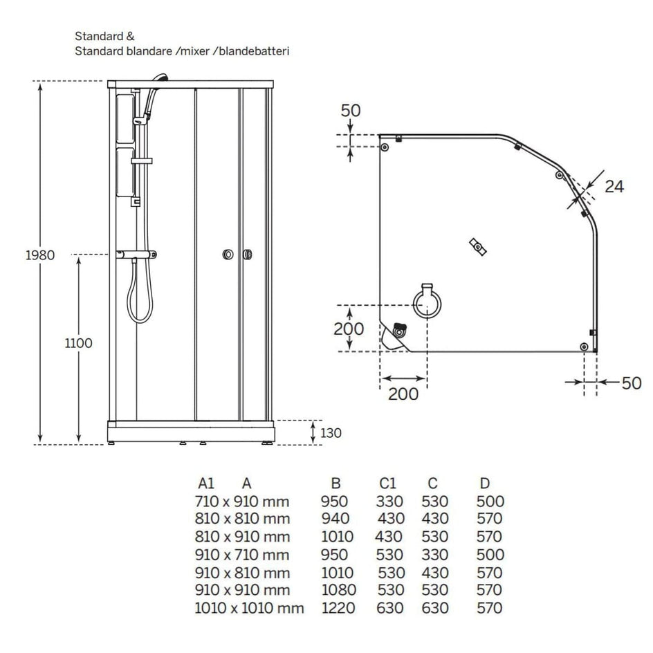 Macro Design FLOW Semi Dusjkabinett Standard Macro Design Dusjkabinett