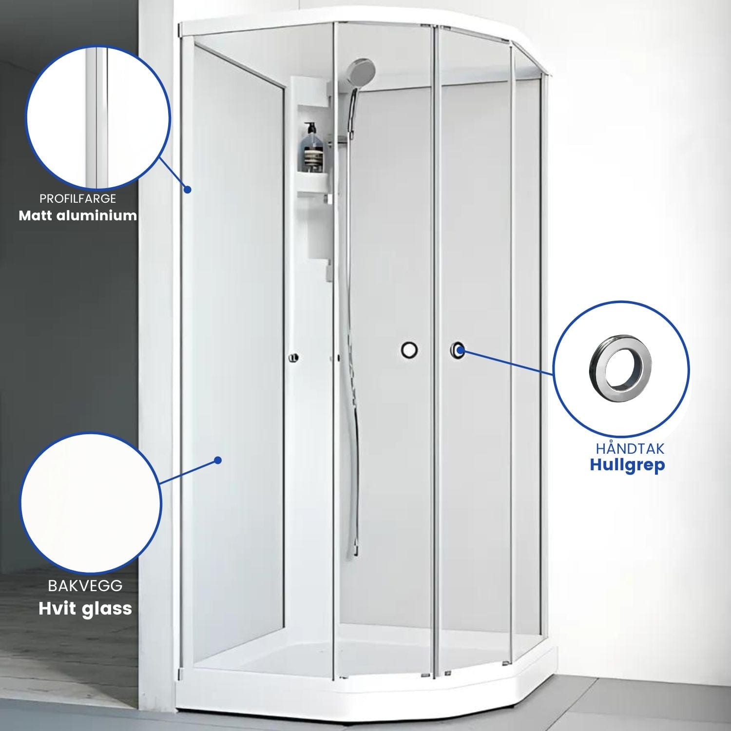 Macro Design FLOW Semi Dusjkabinett Standard Matt aluminium / 71x91cm / Hvit glass Macro Design Dusjkabinett BUN-DKFSUB79NKLV