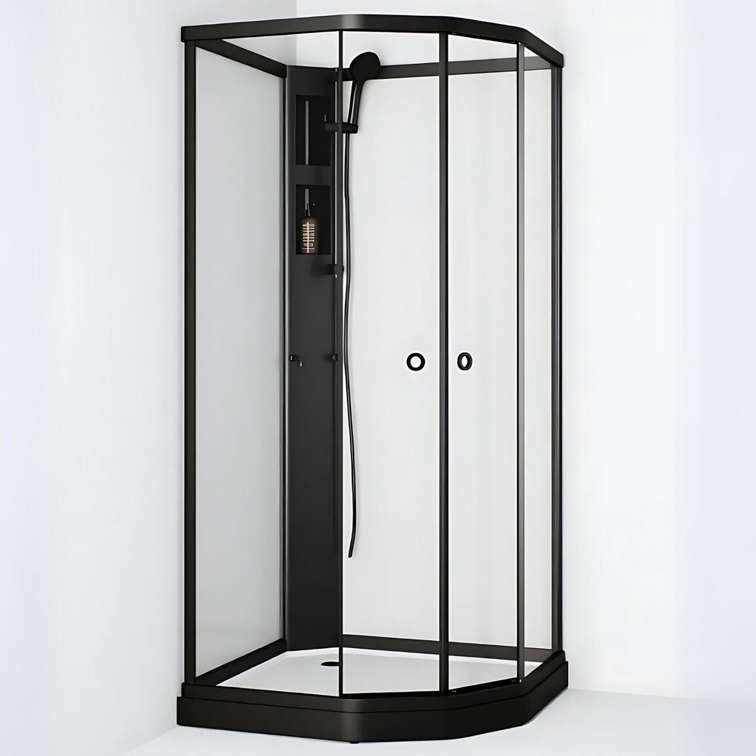 Macro Design Flow Semi Dusjkabinett Svart Matt / 81x91cm Klart Glass