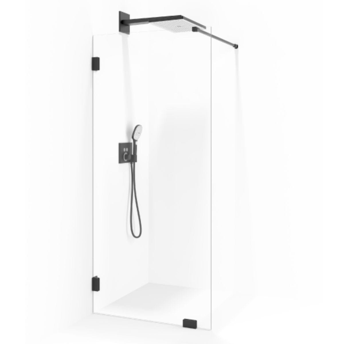 Macro Design Grace Dusj Skjermvegg Fast B70-100cm Briljant / Svart matt / 70cm Macro Design Dusjvegg BUN-DSLVMS70KL